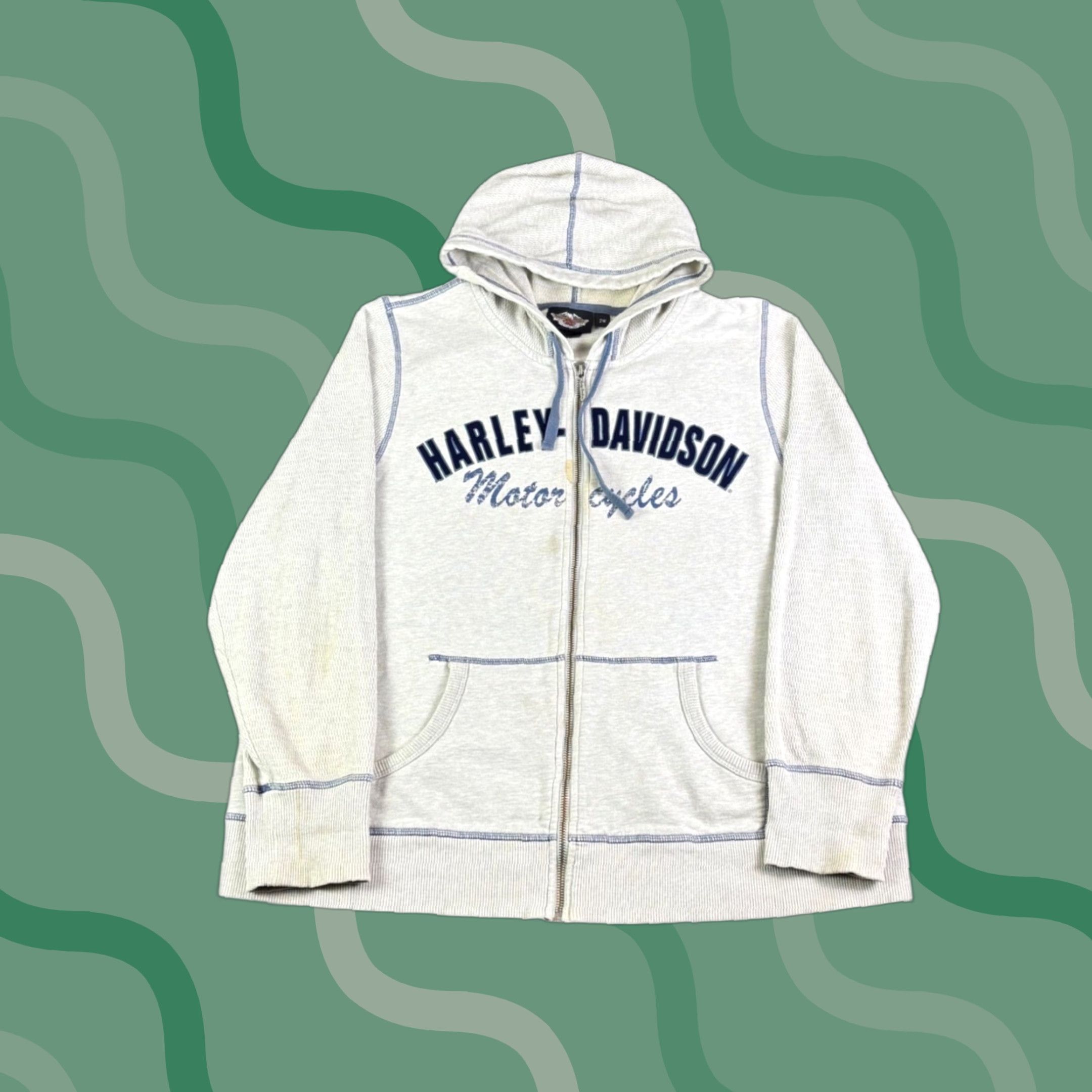 Harley Davidson Harley-Davidson Hoodie Gray 2XL Full Zip Graphic Print Logo Pockets Hooded Stained Vintage Not N/A Mens Size US XXL / EU 58 / 5 - 1 Thumbnail