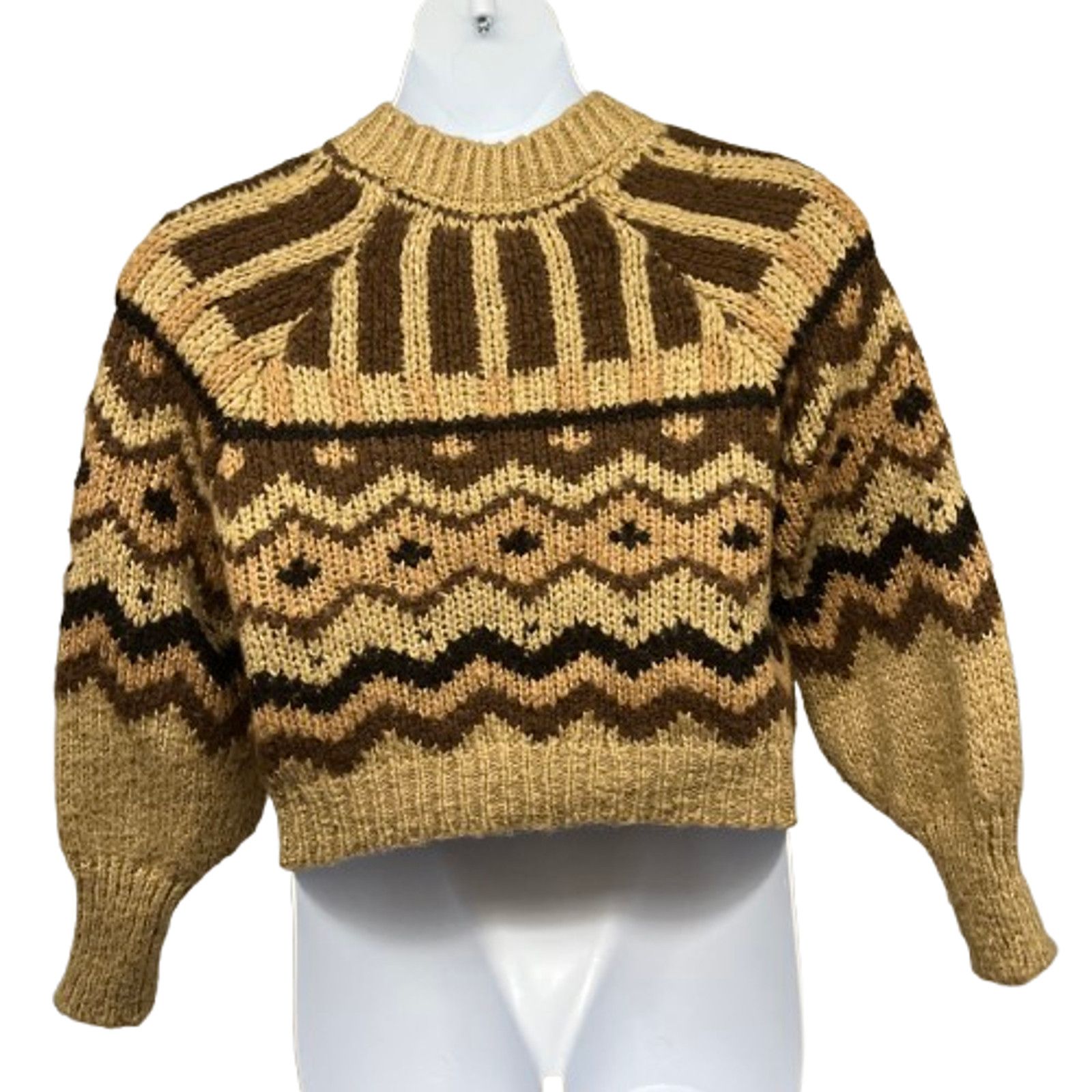 Anthropologie Anthropologie Chunky Knit Crop Pullover Wool Sweater Small Size S / US 4 / IT 40 - 3 Thumbnail
