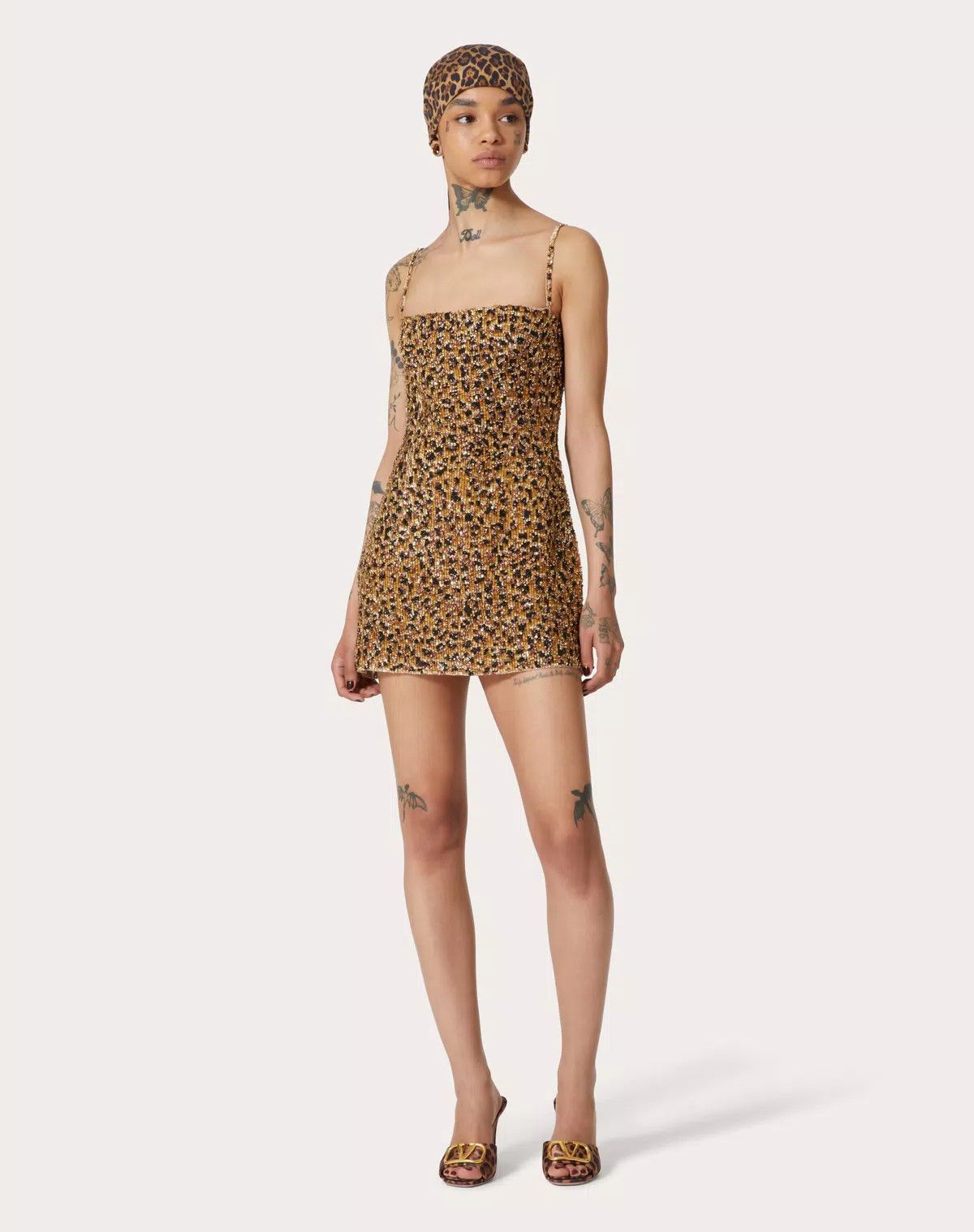 Valentino o1s1wg110426 Short Animalier Organza Dress in Multicolor Size M / US 6-8 / IT 42-44 - 5 Thumbnail