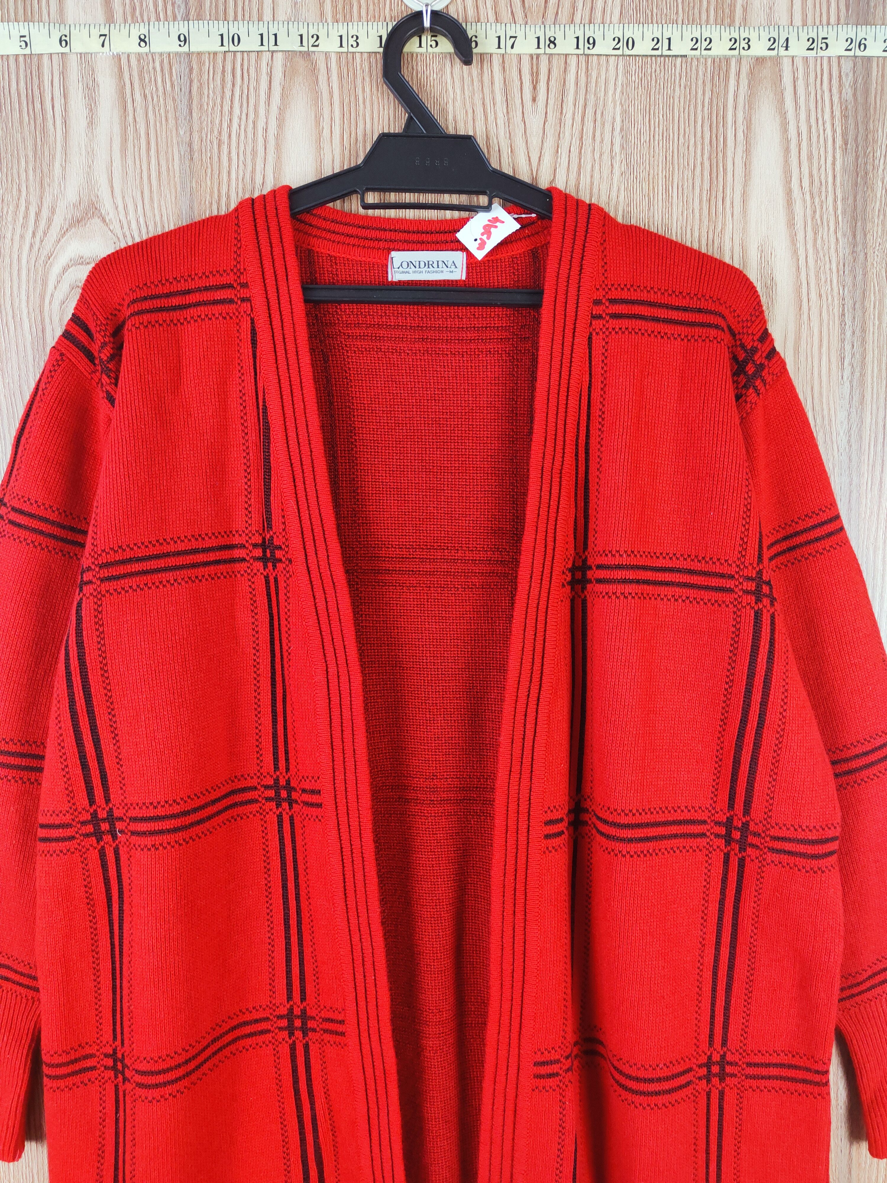 Vintage Londrina Red Knitwear Cardigan #W294 Size M / US 6-8 / IT 42-44 - 2 Thumbnail