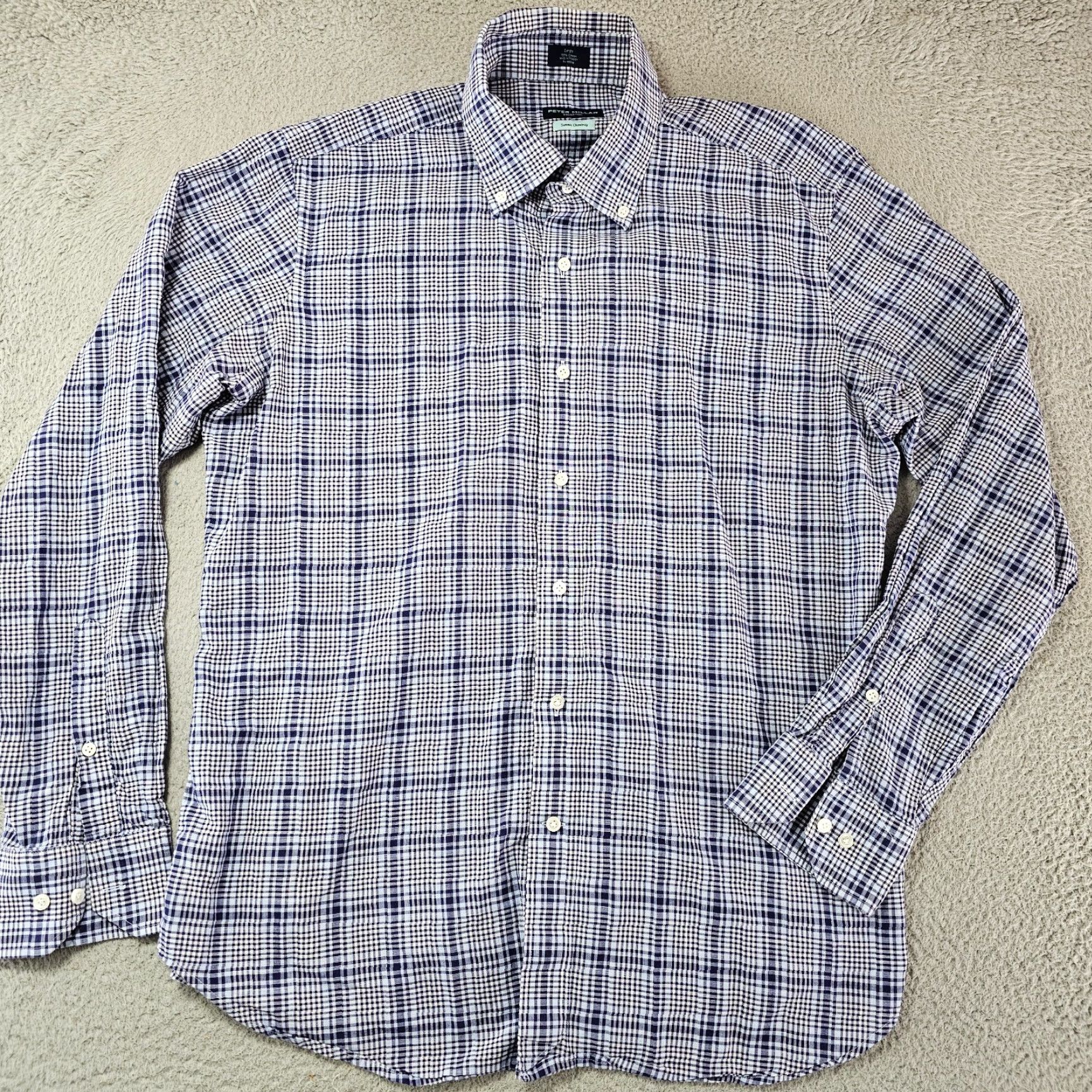 Peter Millar Peter Millar Collection Shirt Mens Large Blue Check Long Sleeve Chambray Button-Up Size US L / EU 52-54 / 3 - 2 Thumbnail