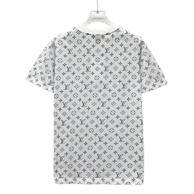 Louis Vuitton Louis Vuitton White logo full-print cotton crewneck short- Size L / US 10 / IT 46 - 2 Thumbnail