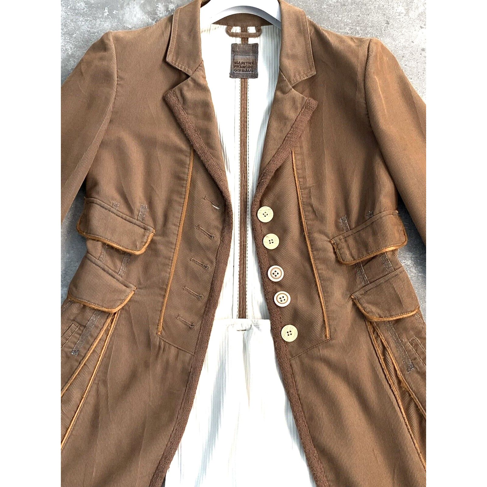 Designer × Marithe + Francois Girbaud MARITHE FRANCOIS GIRBAUD Corduroy Trench Coat UK 10 EU 38 SM Size M / US 6-8 / IT 42-44 - 7 Thumbnail
