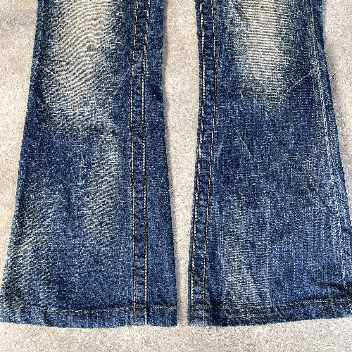 Hysteric Glamour 🇯🇵 LOLITA Flare Bootcut Mudwash Distressed Exotic Denim Jeans Size 29" - 10 Thumbnail