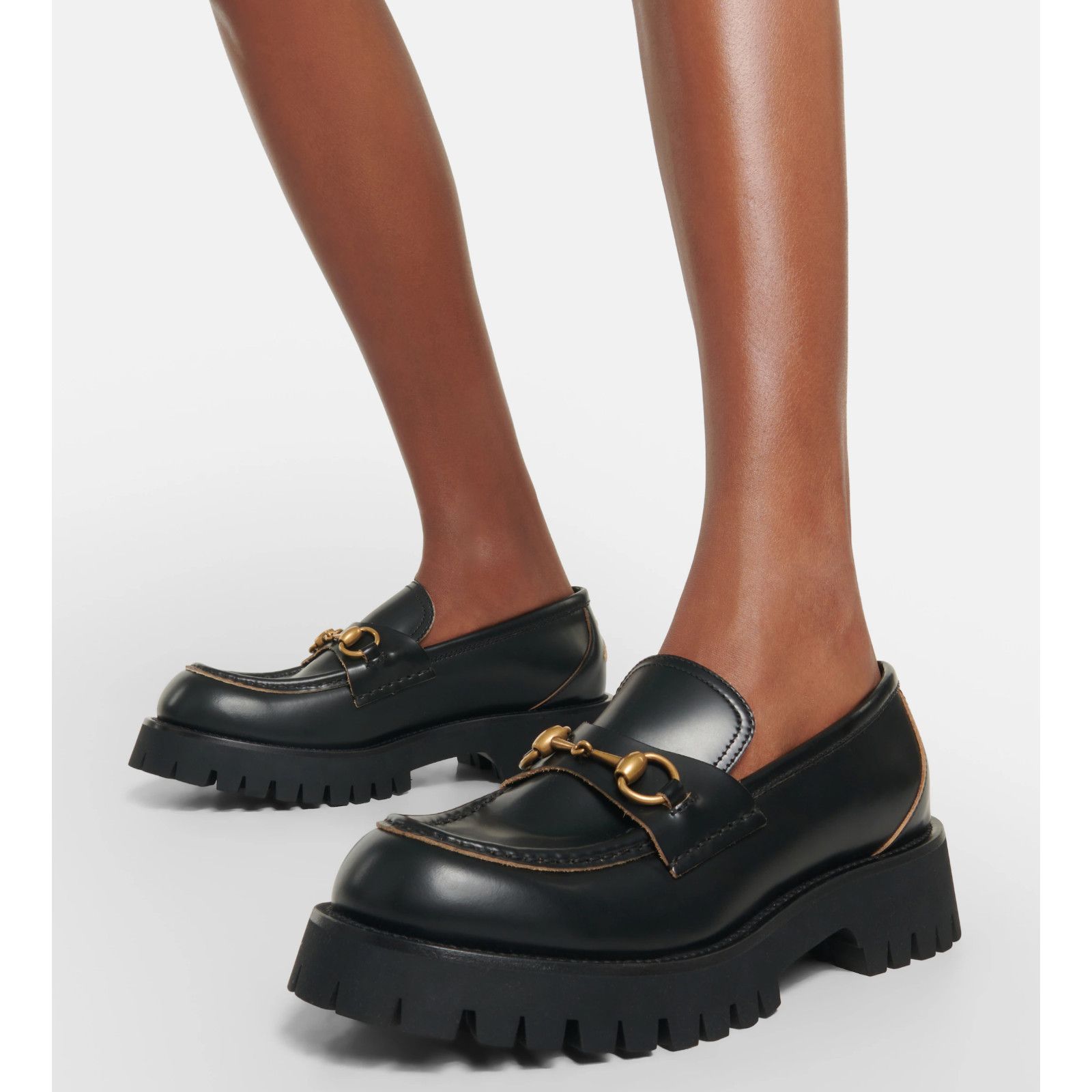 Gucci Gucci Cordovan Black Leather Horsebit Lug Sole Flat Platform Size US 8.5 / IT 38.5 - 6 Thumbnail