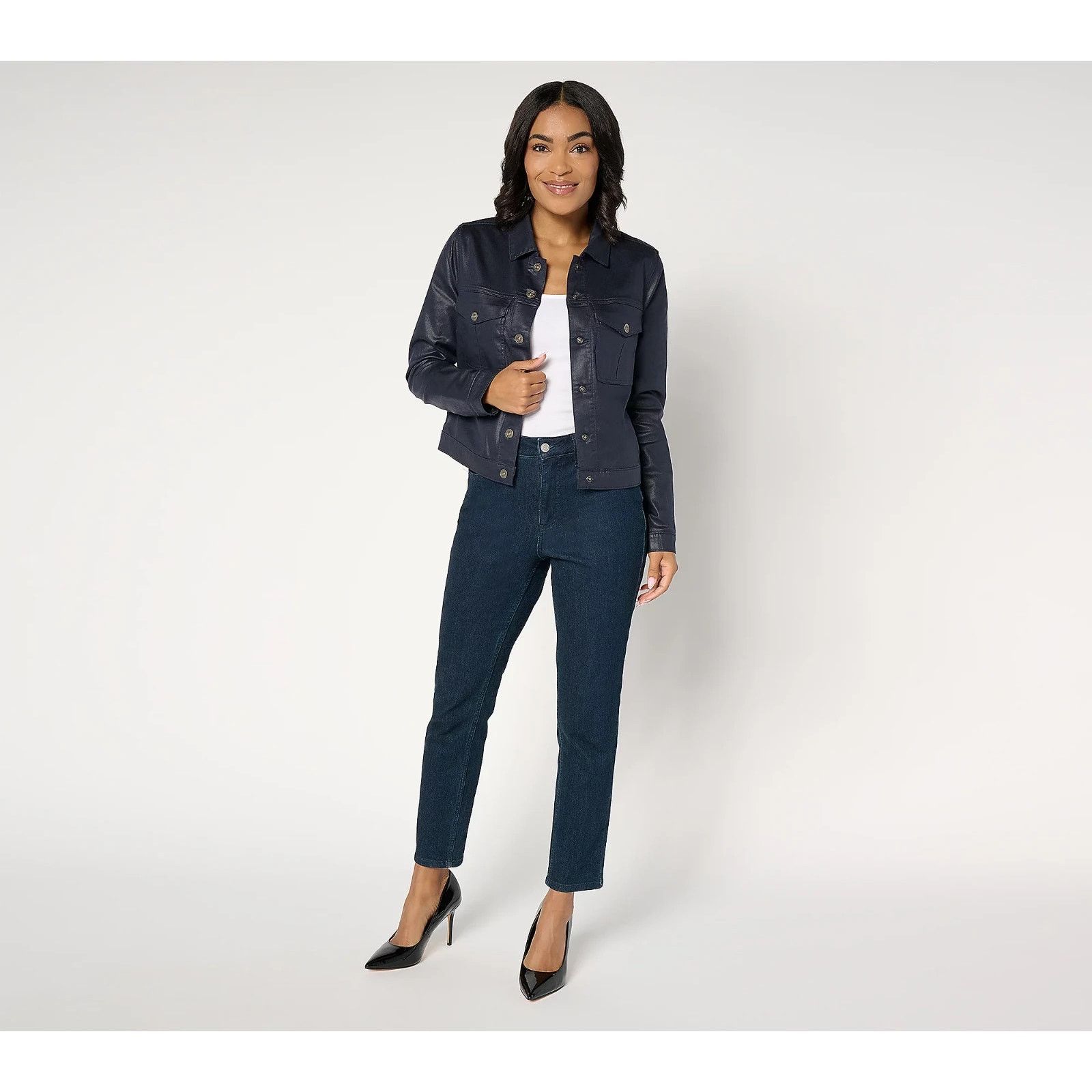 Nicole Miller nicole by Nicole Miller Coated Denim Jacket-Navy XL A667946 Size XL / US 12-14 / IT 48-50 - 4 Thumbnail