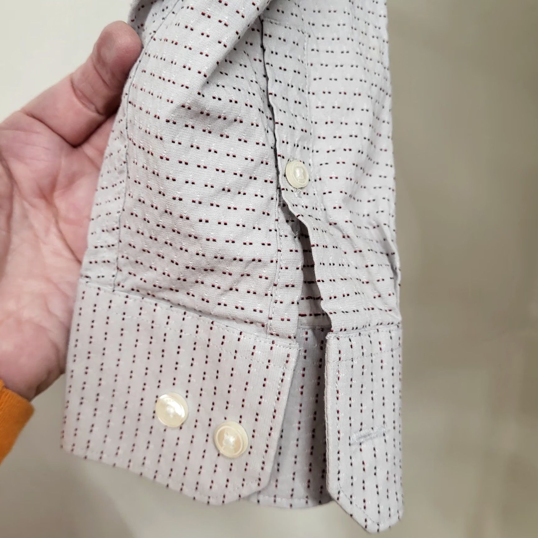 Perry Ellis Perry Ellis Portfolio Shirt Mens XL Beige Tiny Dots Button-Up Slim Fit Geometric Pattern Casual Men's Regular Size XLarge Size US XL / EU 56 / 4 - 5 Thumbnail