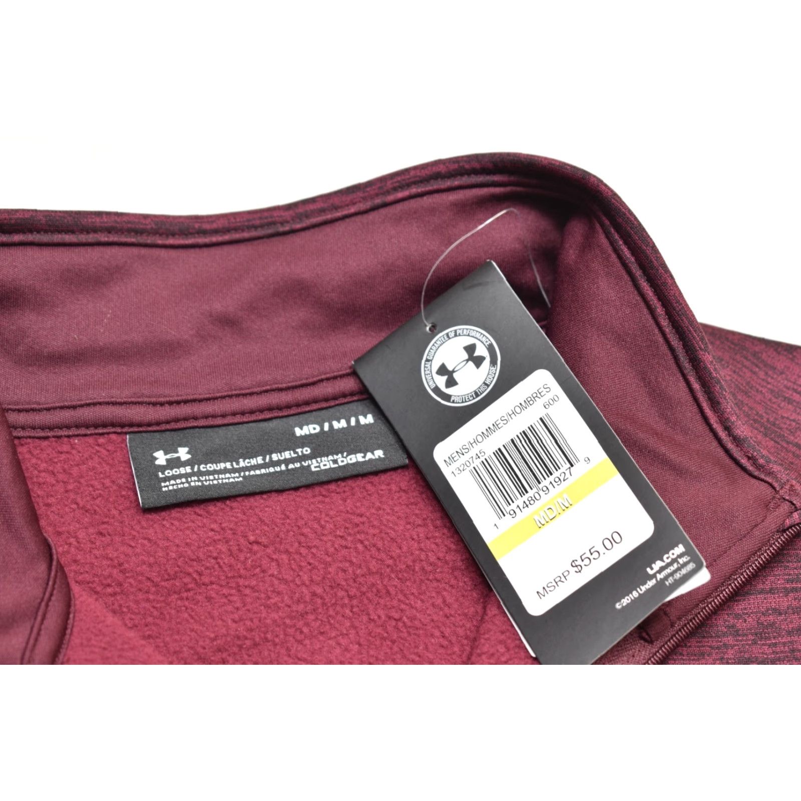 Under Armour Under Armour Sweatshirt Pullover Mens M Burgundy Heather Mock Neck Quarter Zip Fleece Logo Sweater Size US M / EU 48-50 / 2 - 4 Thumbnail
