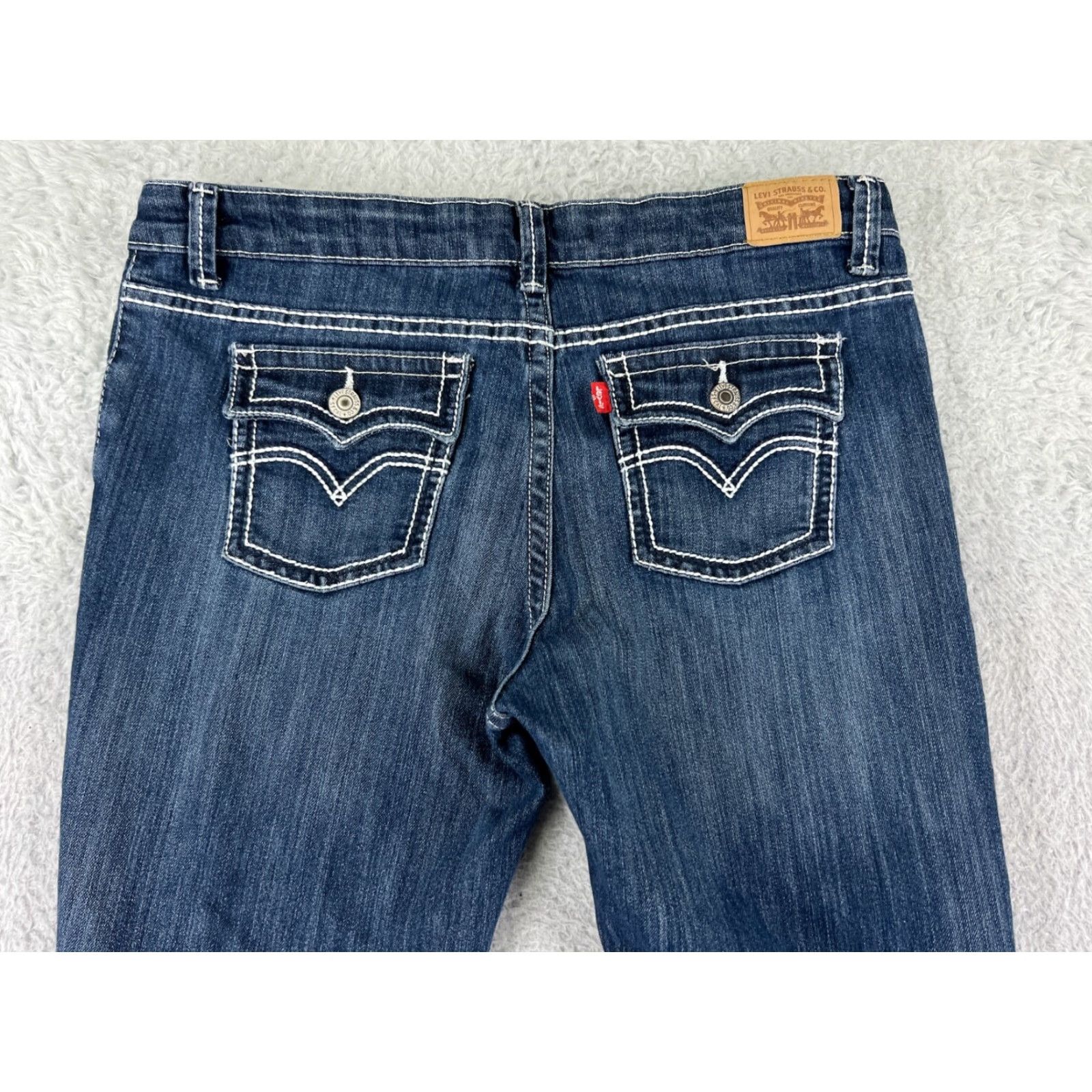 Levi's Womens Levis Pants 14.5 Blue Denim Cotton Blend Stretch Bootcut Embroidered Size 36" / US 14 / IT 50 - 3 Thumbnail
