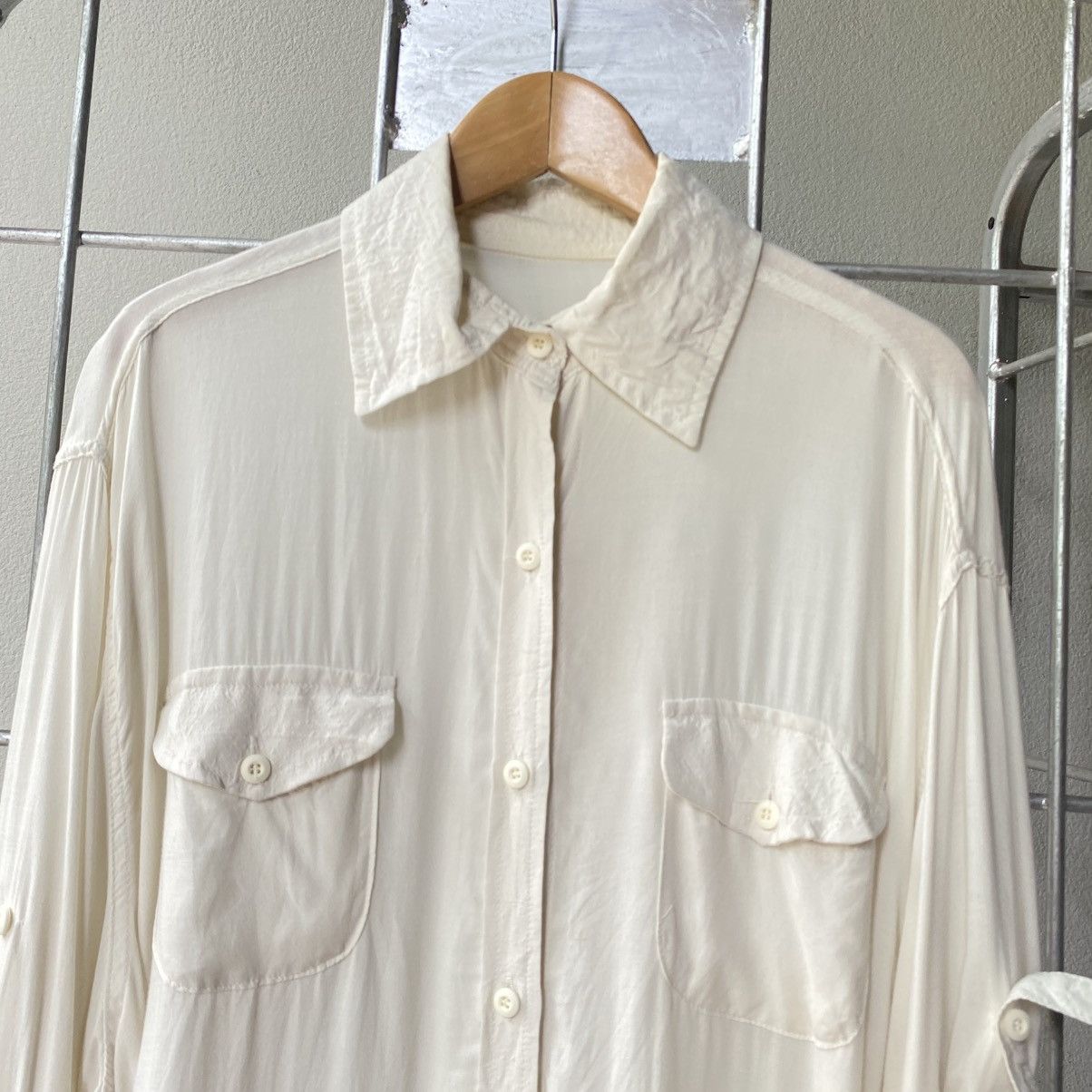 Designer × Japanese Brand G.O.A White Soft Long Sleeve Shirt with Chest Pockets Size ONE SIZE - 9 Thumbnail