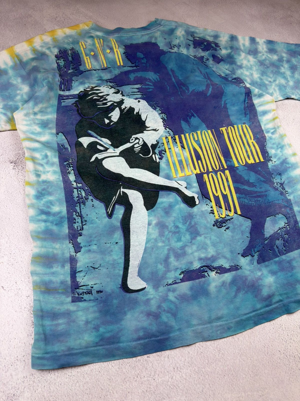 Liquid Blue 1991 Guns N' Roses Use Your Ilusion Tour Liquid Blue Tie Dye Size US XL / EU 56 / 4 - 15 Thumbnail