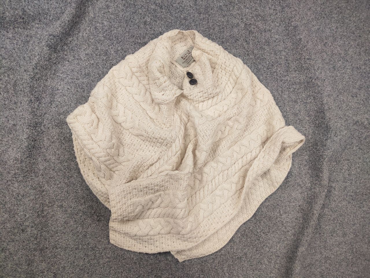 Aran Sweater Market Aran Sweater Market Irish Wool Cable Knit Poncho Vintage Size ONE SIZE - 1 Thumbnail