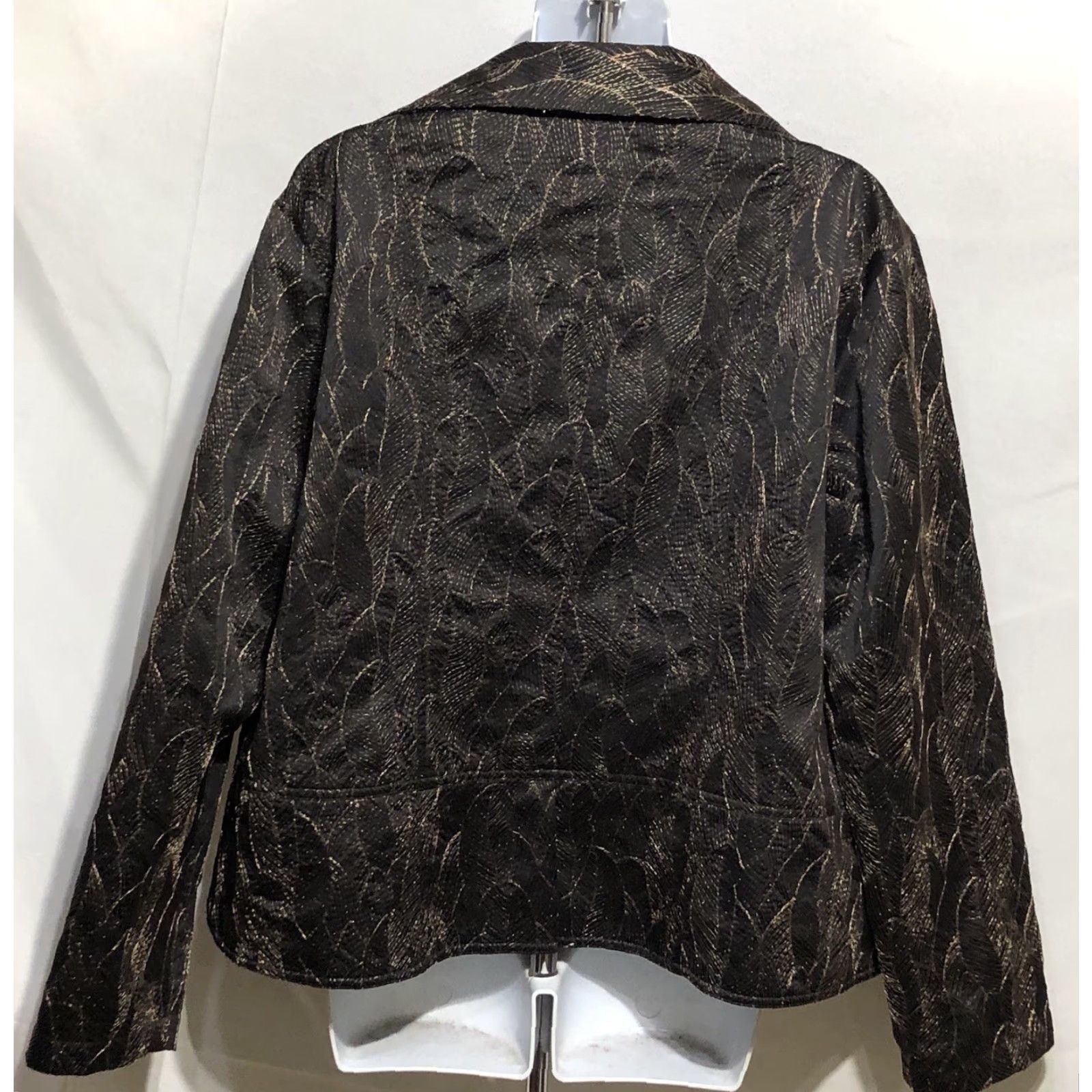 Vintage Chico's Blazer Jacket Brown Floral Embroidered Velvet Open Front Lined 3 L Womens Suit Jacket/Blazer Size XS / US 0-2 / IT 36-38 - 3 Thumbnail