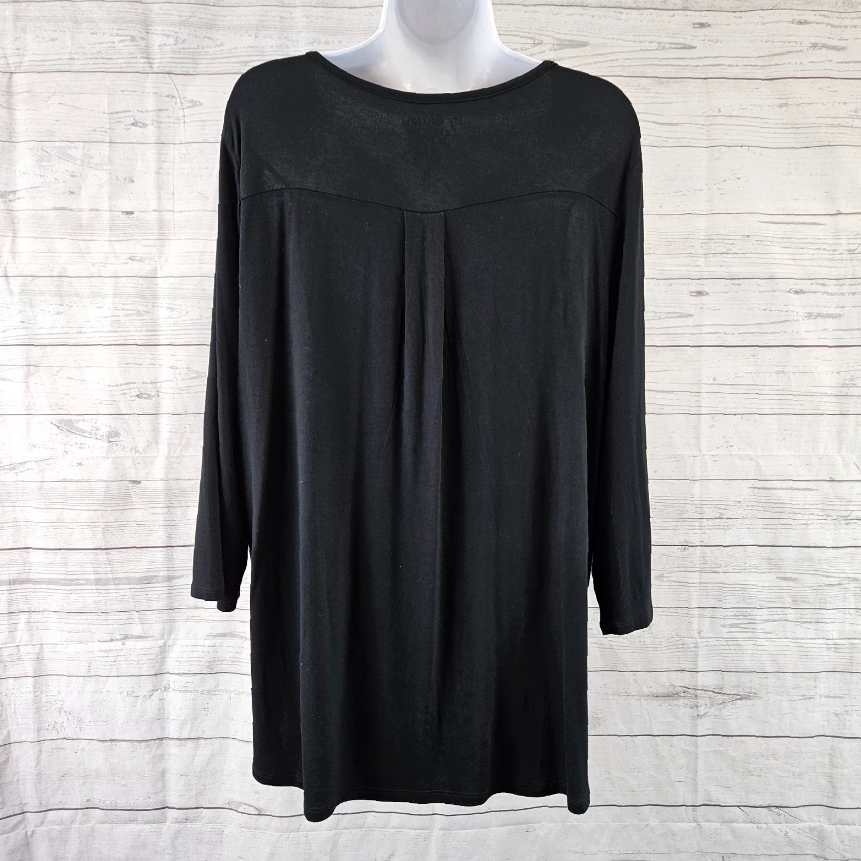 Vintage Chico's Womens Blouse Shirt 3/4 Sleeve Striped Blue Black Polyester Rayon Spandex L Large Size L / US 10 / IT 46 - 4 Thumbnail