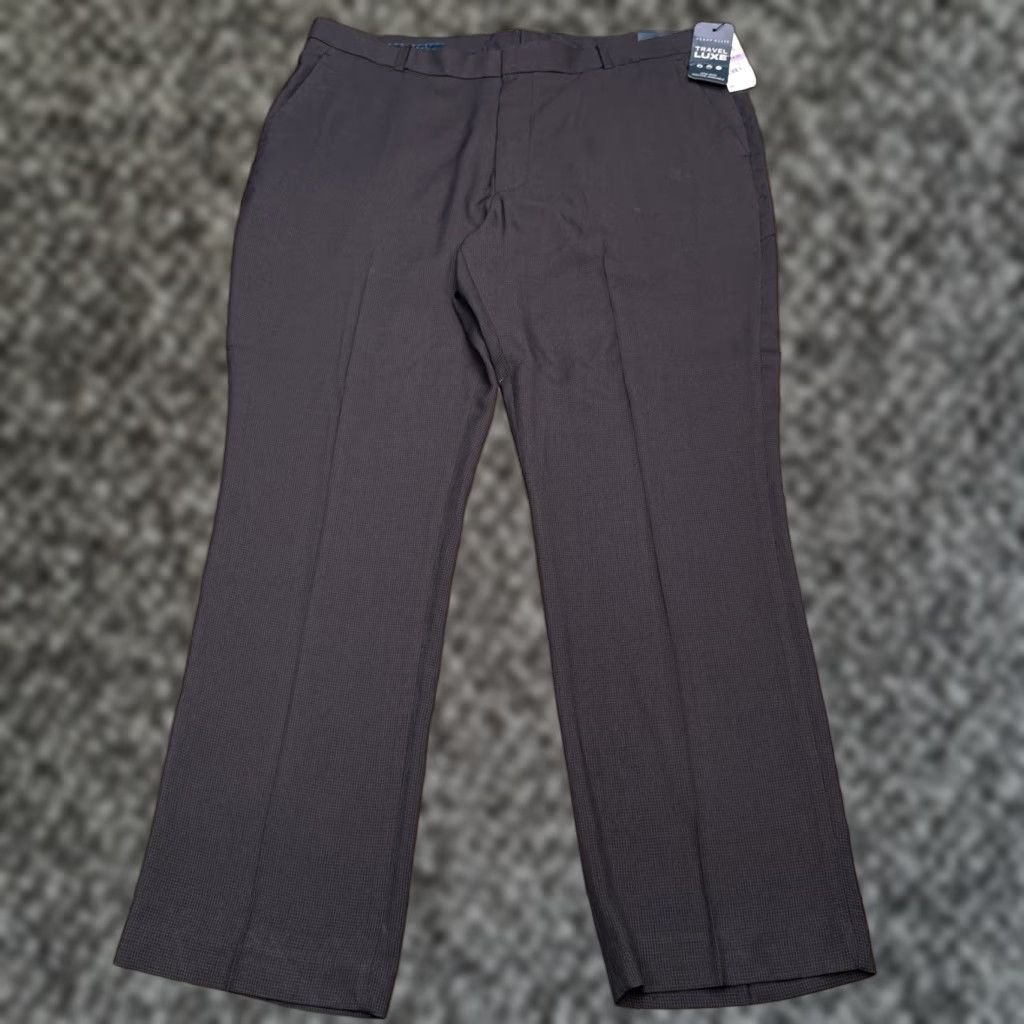 Perry Ellis Perry Ellis Travel Luxe Dress Pants Mens 38x30 Brown Polyester Blend Flat Front Straight Leg Regular Inseam 30 Zip Non Iron New Size US 38 / EU 54 - 1 Thumbnail