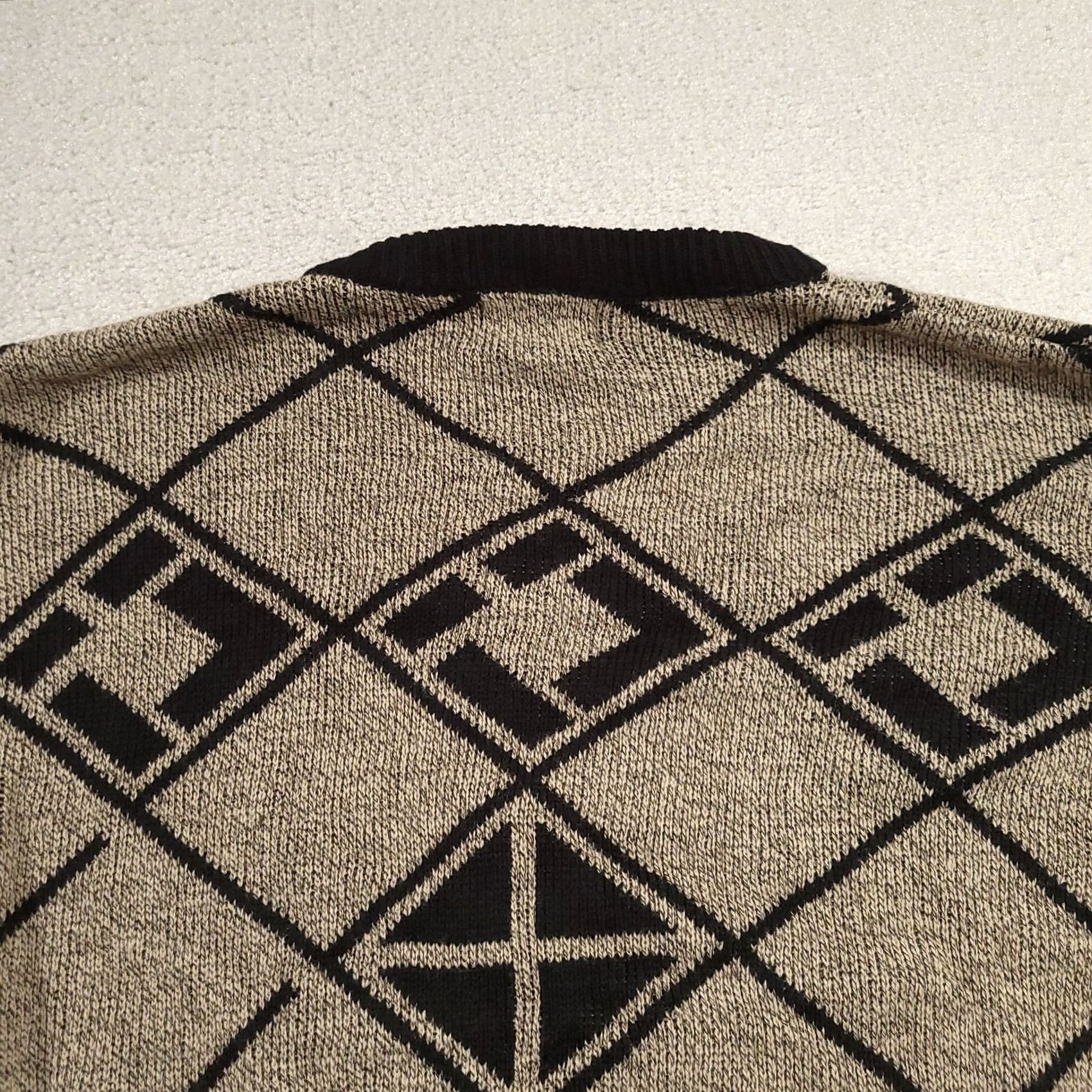 Vintage VINTAGE Expressions Limited Editions Men Large Knit Sweater Crewneck Cardigan Beige Geometric Knit Size US L / EU 52-54 / 3 - 7 Thumbnail