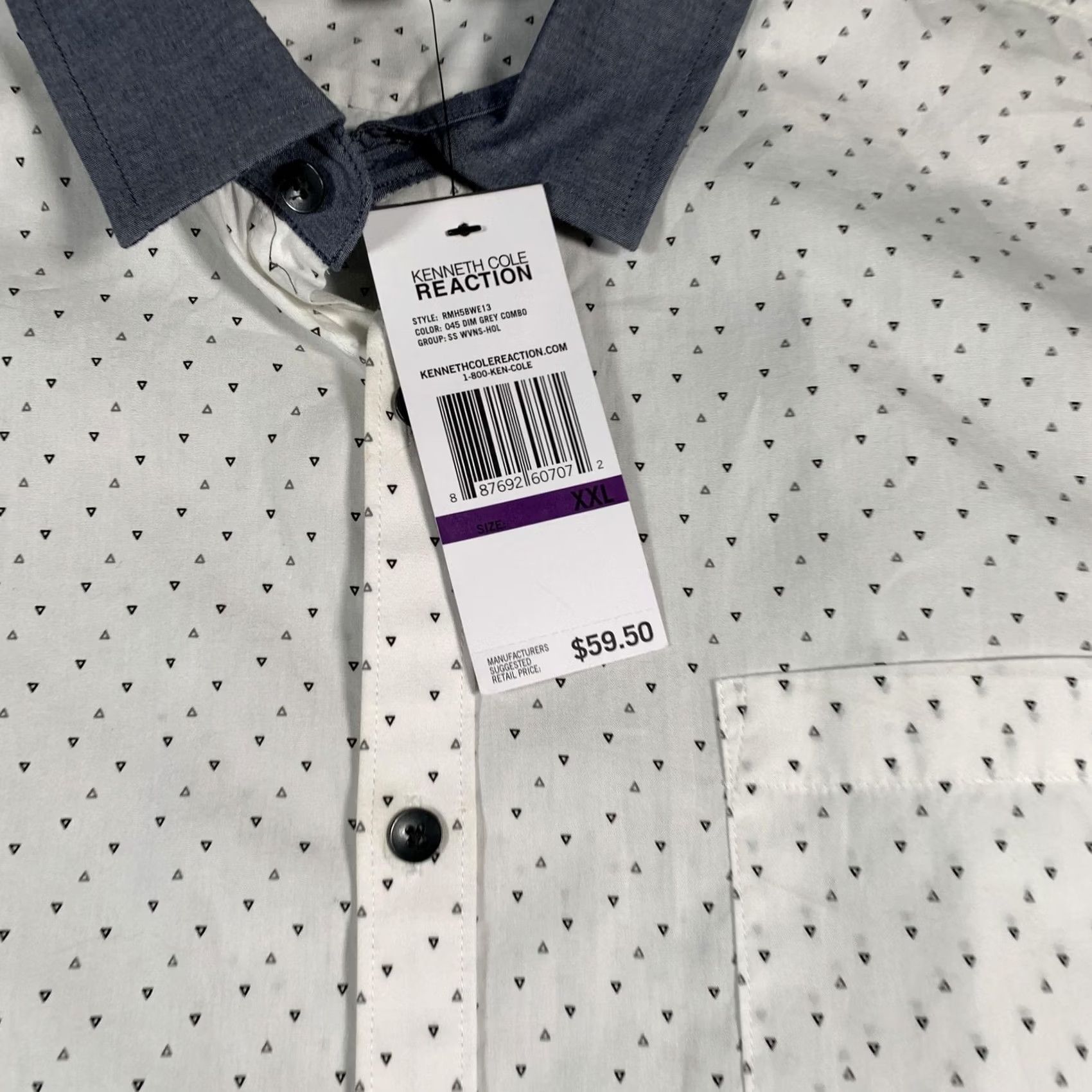 Kenneth Cole Kenneth Cole Reaction Mens 2XL Super Slim Fit Shirt Short Sleeve Micro Print Size US XXL / EU 58 / 5 - 4 Thumbnail
