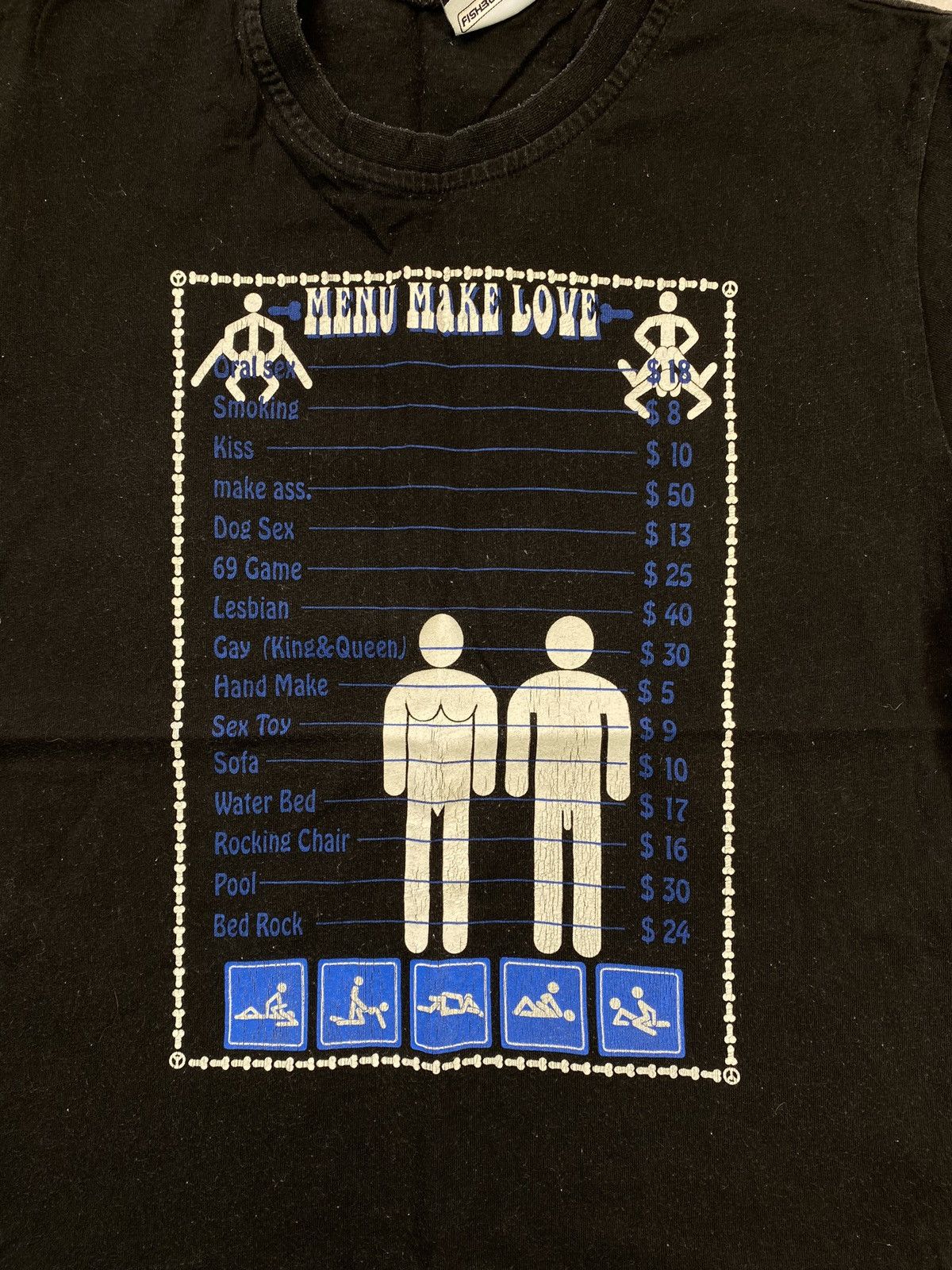 Designer × Vintage Vintage Fishbone Men’s T-Shirt Porn Menu Big Print Size US S / EU 44-46 / 1 - 3 Thumbnail