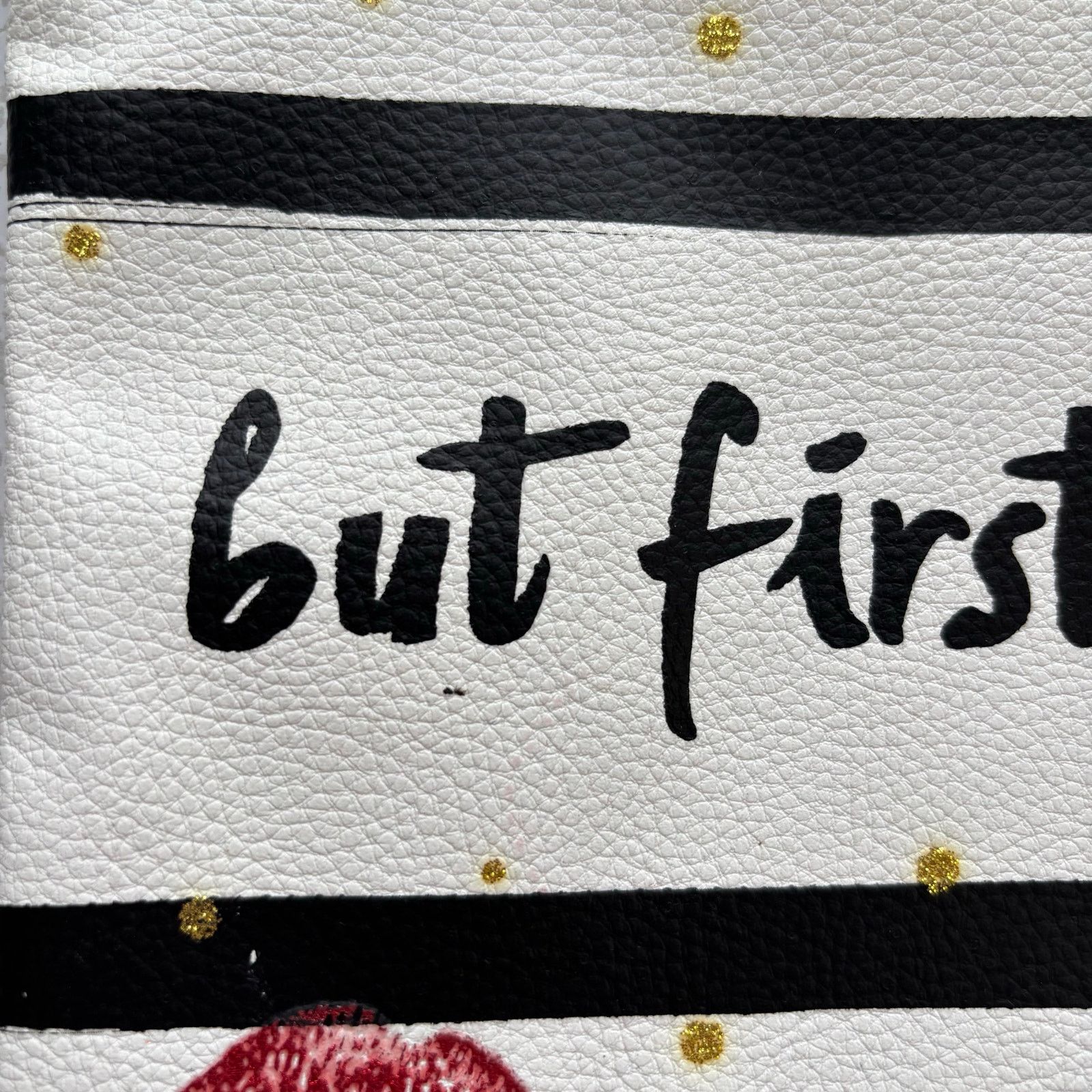 Other Black & White Striped Makeup Bag with Gold Dots NWOT Size ONE SIZE - 6 Thumbnail