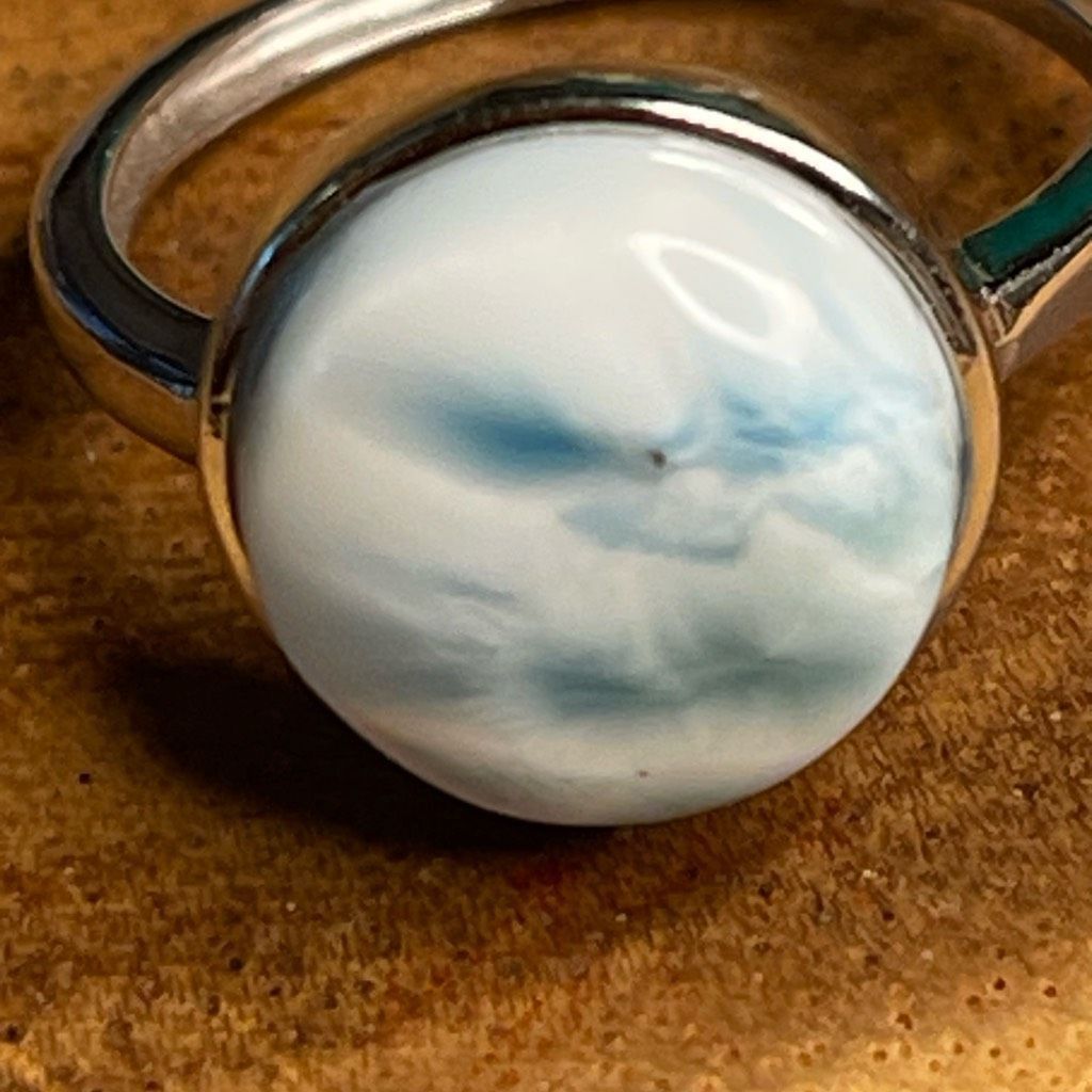 Other Larimar S925 sterling silver adjustable ring 10mm natural st Size ONE SIZE - 4 Thumbnail