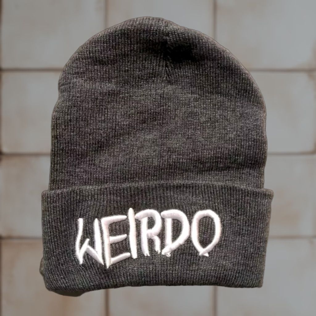 Vintage VINTAGE Weirdo- knit cap - beanie hat - Grey Heavy Warm Stretch Comfortable Size ONE SIZE - 1 Thumbnail