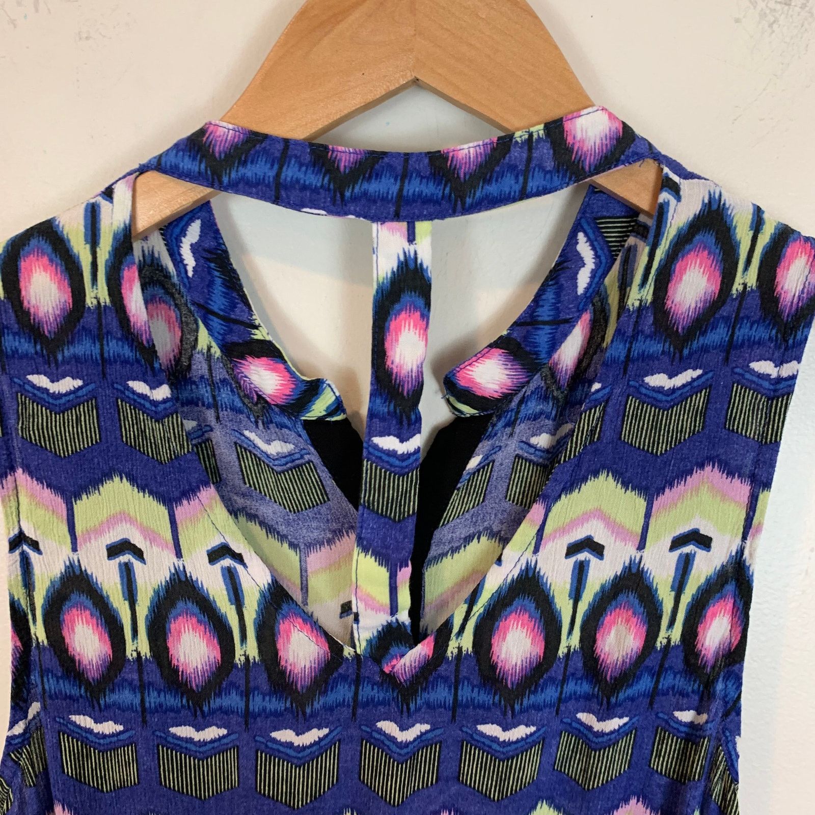 Other Millau Romper Blue Pink Ikat Button Front Cutout Back S Size 27" / US 4 / IT 40 - 5 Thumbnail