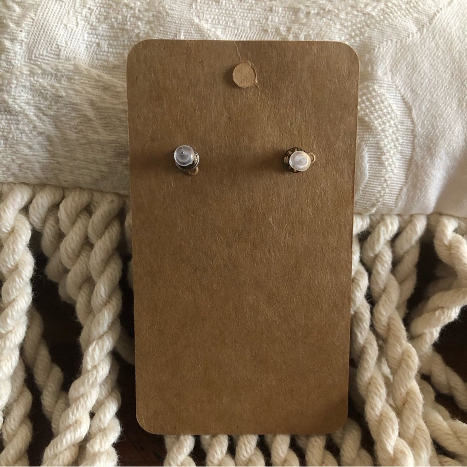 Vintage Vintage silver cabochon faux pearl pierced earrings Size ONE SIZE - 5 Thumbnail