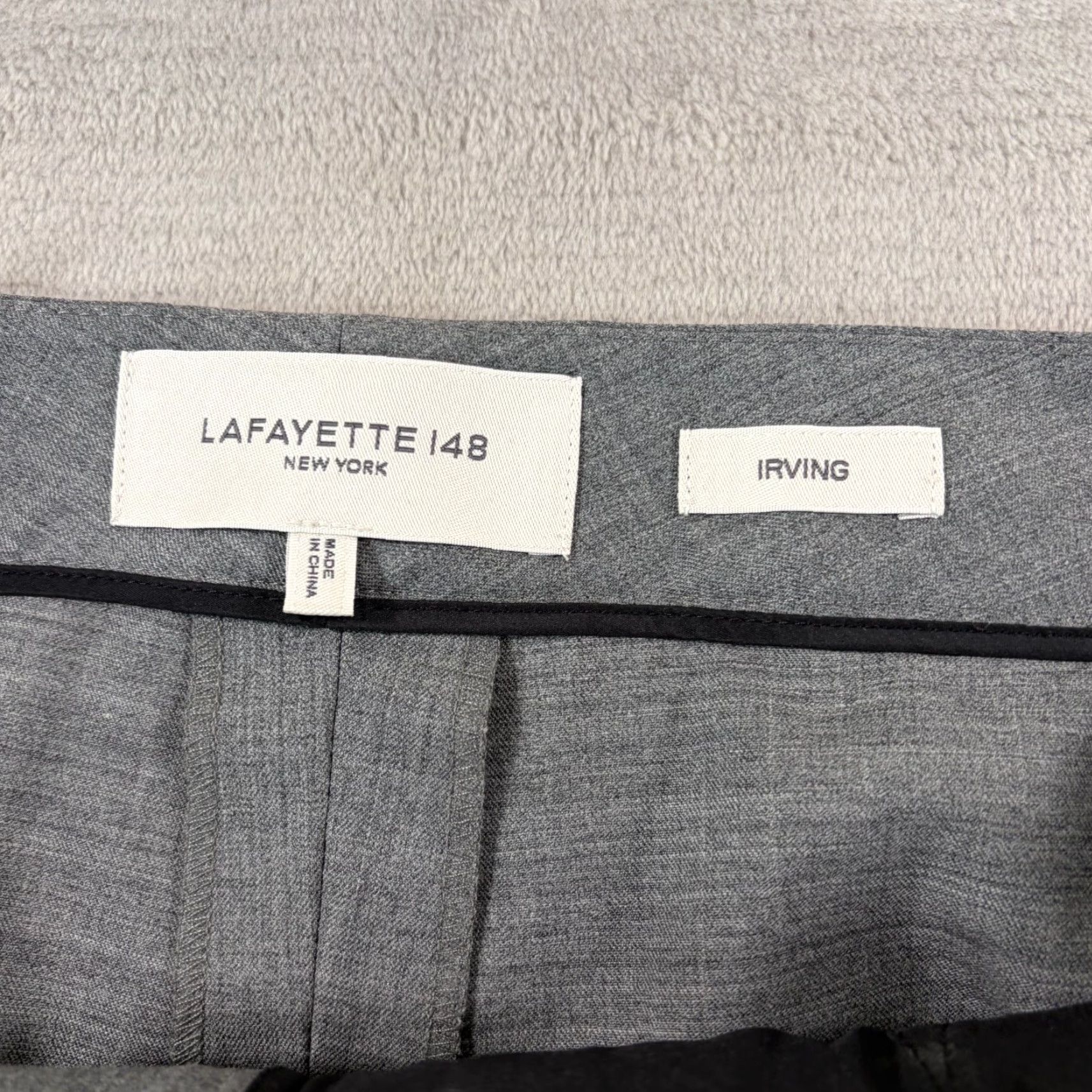 Vintage Lafayette 148 New York Irving Straight Leg Stretch Wool Pants in Nickel Women 12 Gray 36x30 Dress Pants, Formal, Stretch, Regular Fit Size 34" / US 12 / IT 48 - 3 Thumbnail