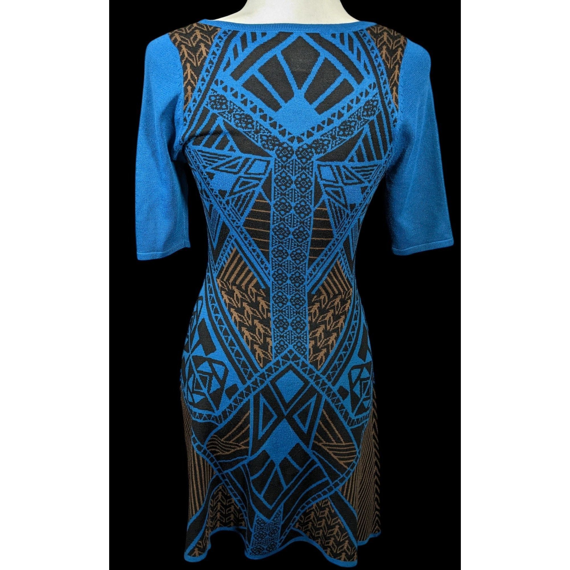 Other Flying Tomato Blue And Black Geometric Midi Dress Size Mediu Size M / US 6-8 / IT 42-44 - 2 Thumbnail