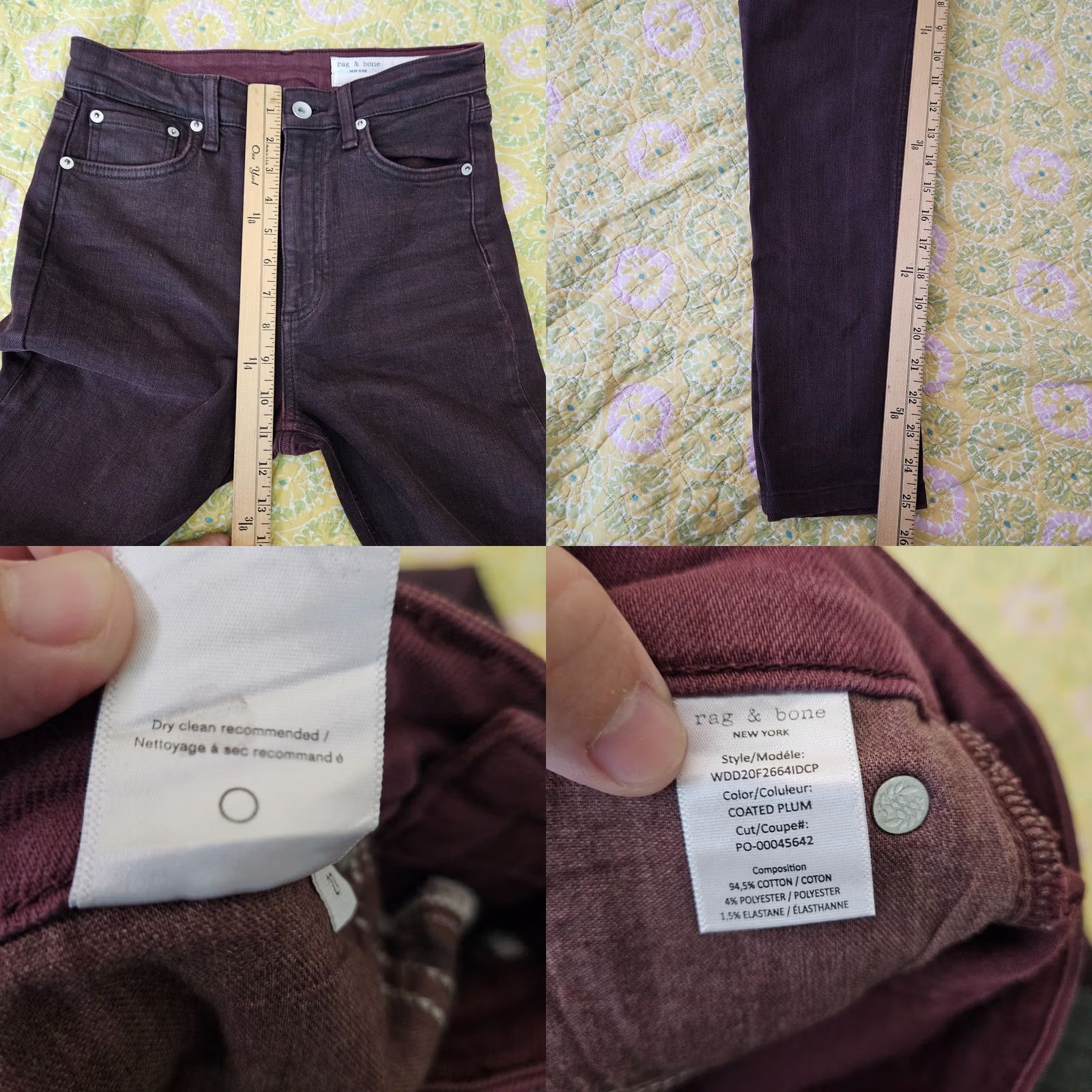 Rag & Bone rag & bone Women's Jeans Size 27 Skinny Denim Purple High-Rise Coated 5-Pocket Regular Rise Vintage: No Size 27" / US 4 / IT 40 - 8 Thumbnail