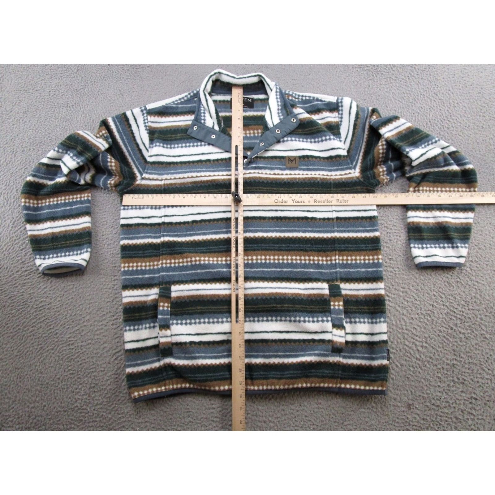 Vintage Maven Co-Op Mens Pullover Jacket XL Striped Mock Neck Zip Polyester Fleece 90s Classic Designer Outdoors Size US XL / EU 56 / 4 - 5 Thumbnail