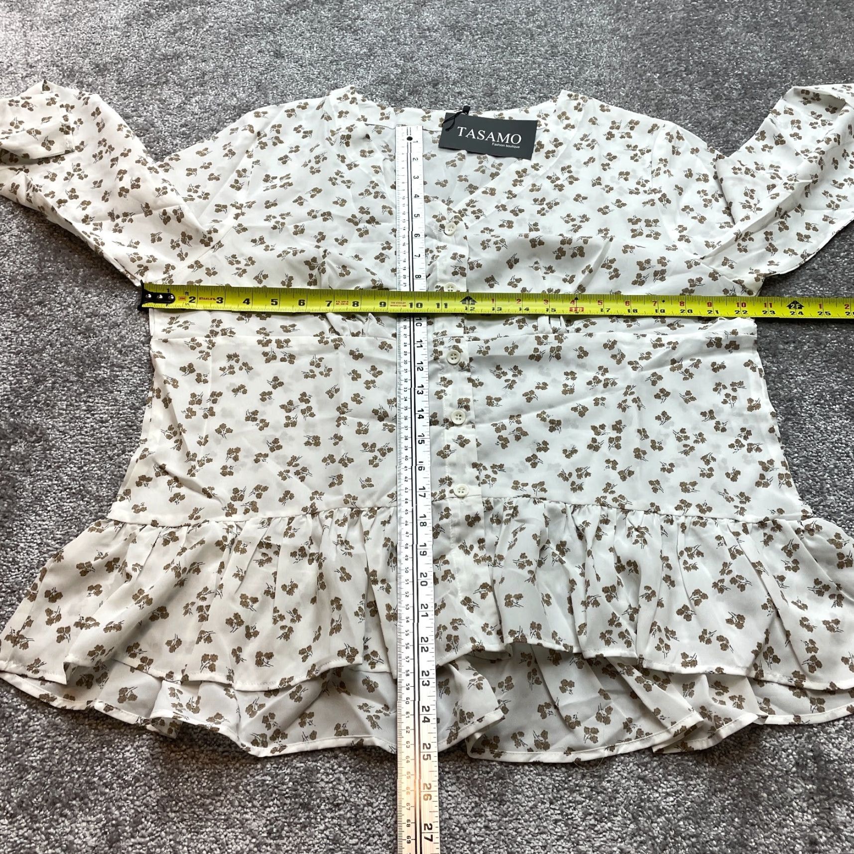 Vintage Tasamo Blouse Top Womens 2XL White Floral Button Up Long Sleeve Shirt New NWT Size XXL / US 16-18 / IT 52-54 - 5 Thumbnail