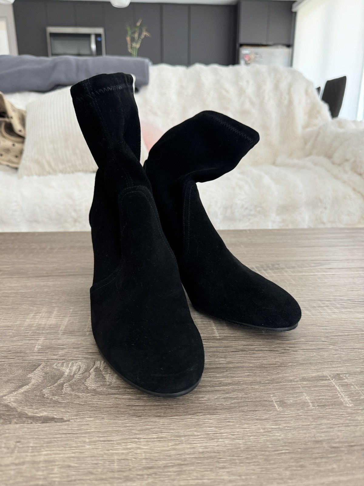Stuart Weitzman YULIANA 60 BLACK SUEDE STRECH BOOTS Size US 8 / IT 38 - 1 Thumbnail