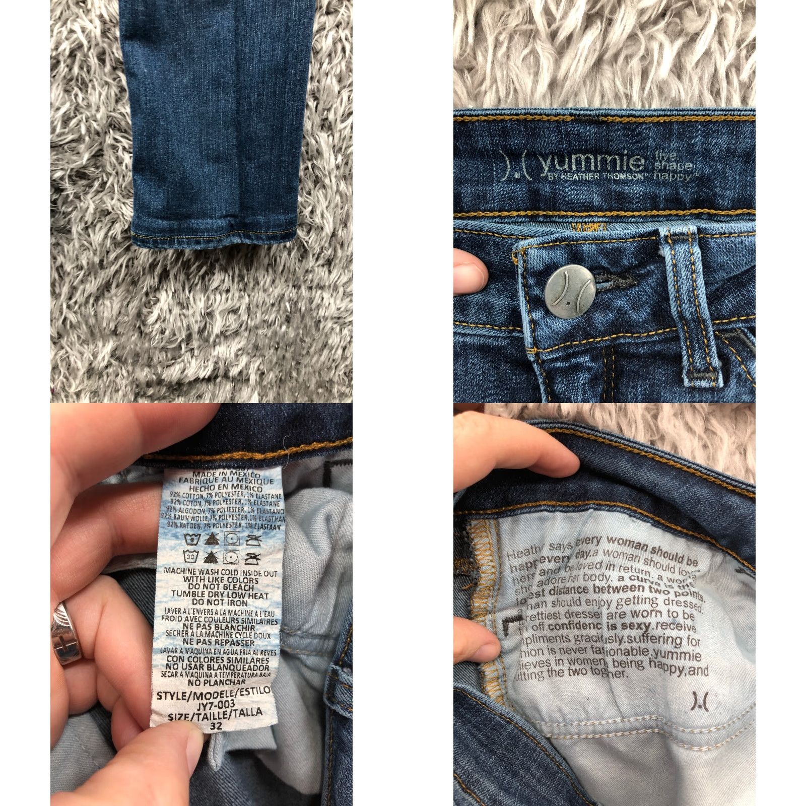Vintage Yummie Jeans Dark Wash Blue Denim Skinny Mid Rise 32 Womens Jeans Pocket 5-Pocket Belt Loops Regular Size 24" / US 00 / IT 34 - 8 Thumbnail