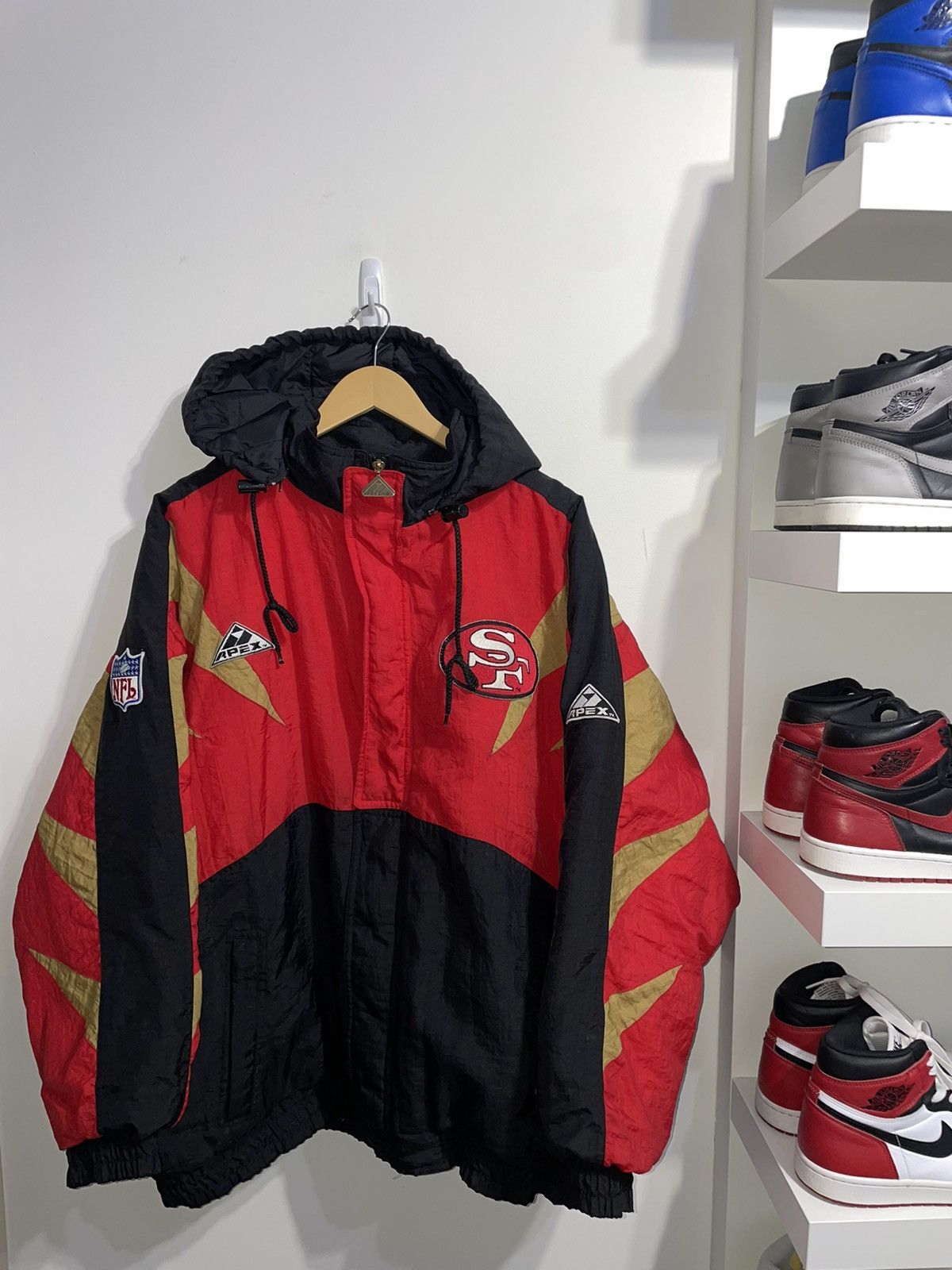 image of Vintage Apex One Pro Line San Francisco 49Ers Jacket in Red, Men's (Size 2XL)