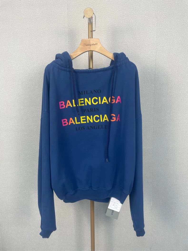 Balenciaga Balenciaga Blue Hooded Sweatshirt Size US S / EU 44-46 / 1 - 1 Thumbnail