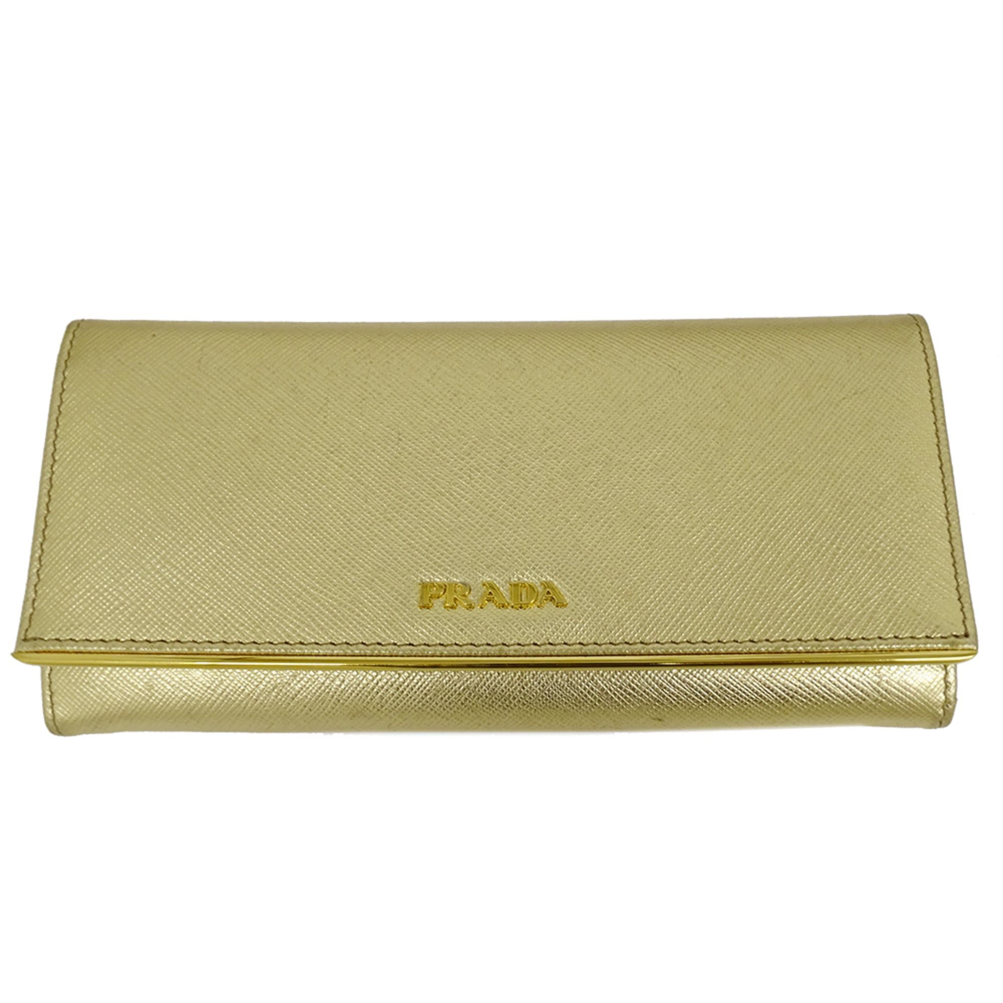 Prada Prada Women's Wallet, Brand Name Long Saffiano Leather, Metal, Gold, 1MH132 Size ONE SIZE - 1 Thumbnail