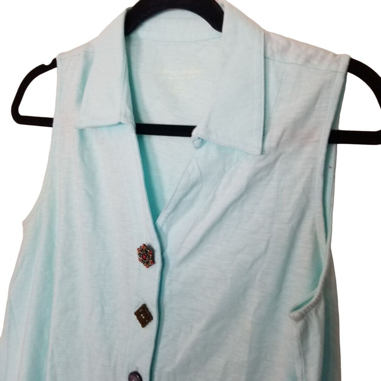Soft Surroundings Soft Surroundings Womens Danielle Button Blouse M Coastal Size M / US 6-8 / IT 42-44 - 5 Thumbnail