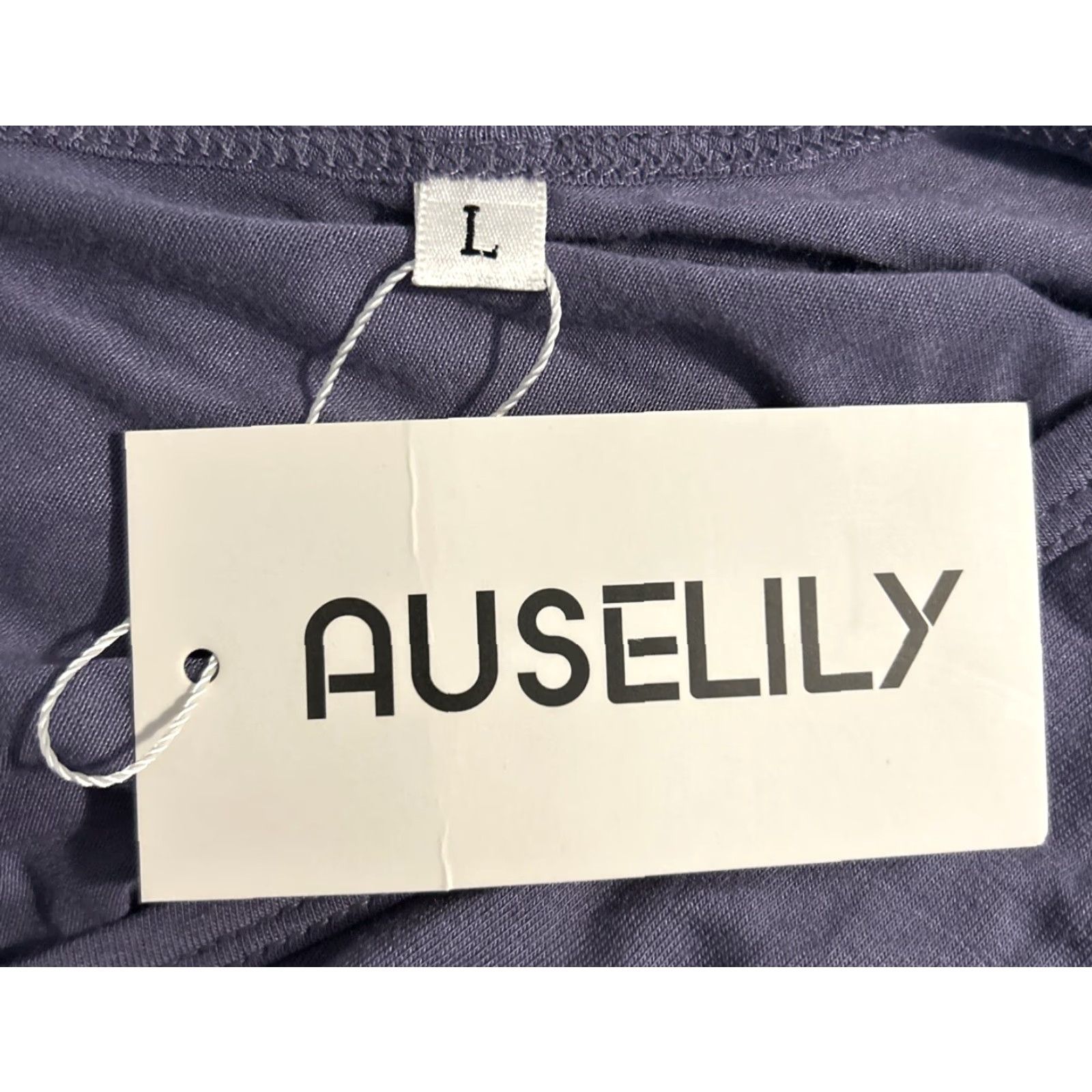 Vintage AUSELILY blue dress Pockets Knit Rayon Spandex Solid Knee Length Short Sleeve Round Neck Pullover Size L / US 10 / IT 46 - 3 Thumbnail