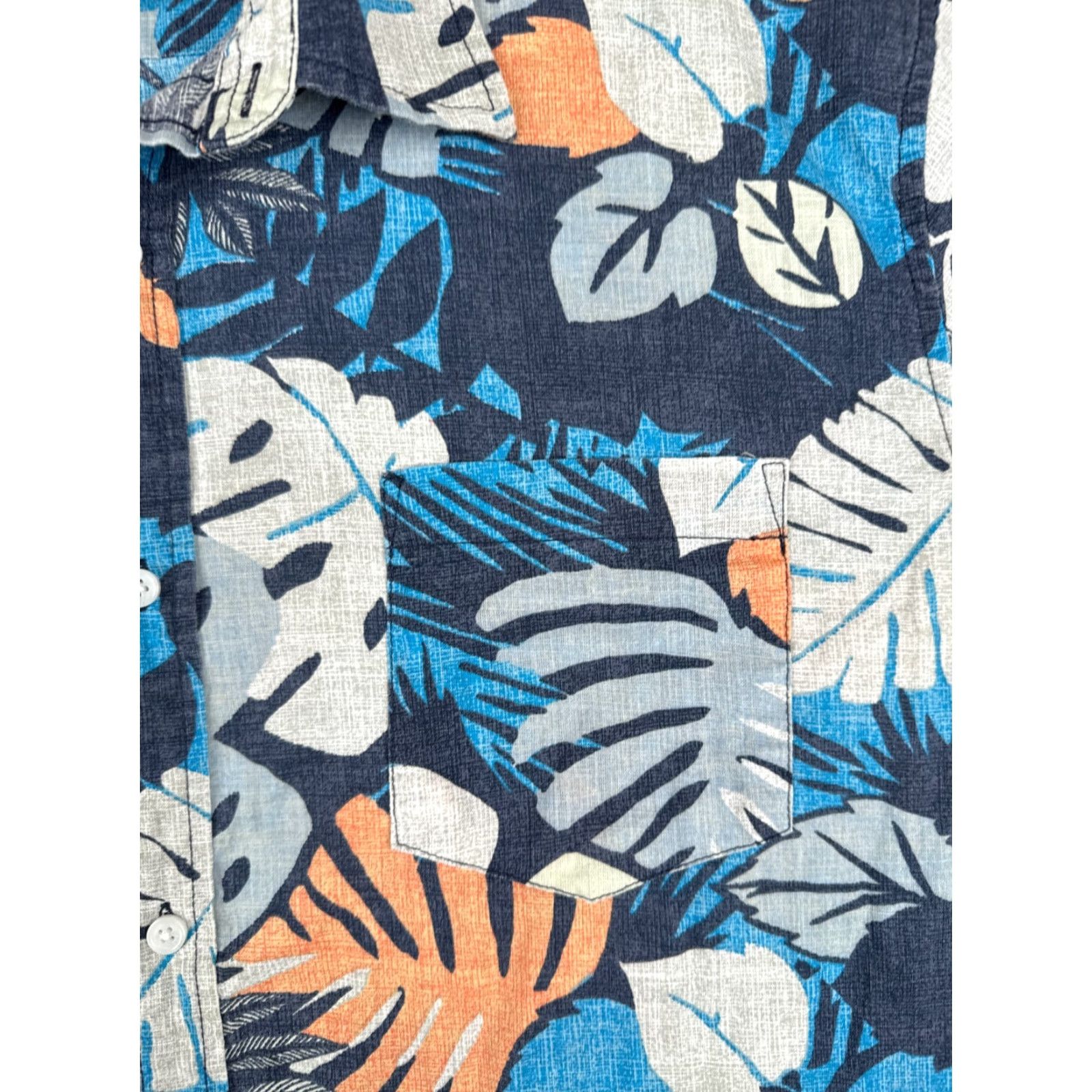 Vintage St. Johns Bay Shirt Men 2XL Blue Floral Palm Leaf Hawaiian 100% Cotton Button-Up Size US XXL / EU 58 / 5 - 6 Thumbnail