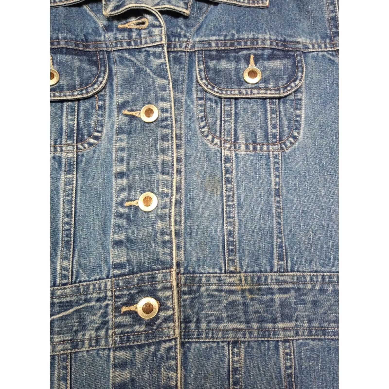 Denime Jamaica Bay Women's Denim Jean Jacket Long 100% Cotton Button Front Blue M Regular Jacket Size 32" / US 10 / IT 46 - 4 Thumbnail