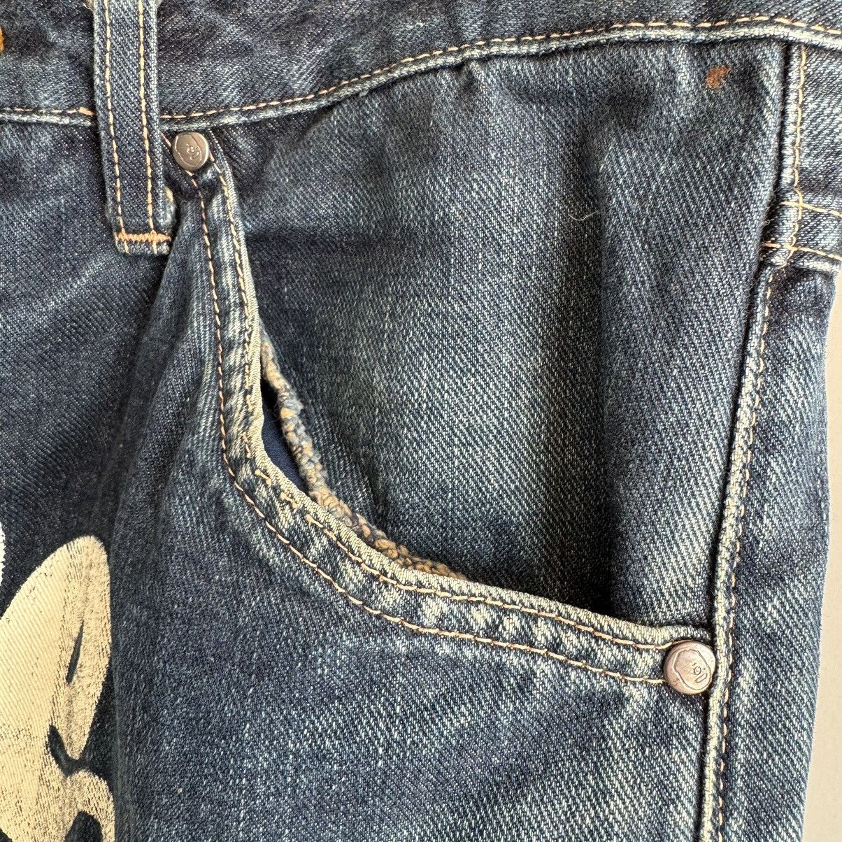 Bape OG BAPEXCLUSIVE Painted Logo Denim Jeans Size US 34 / EU 50 - 15 Thumbnail
