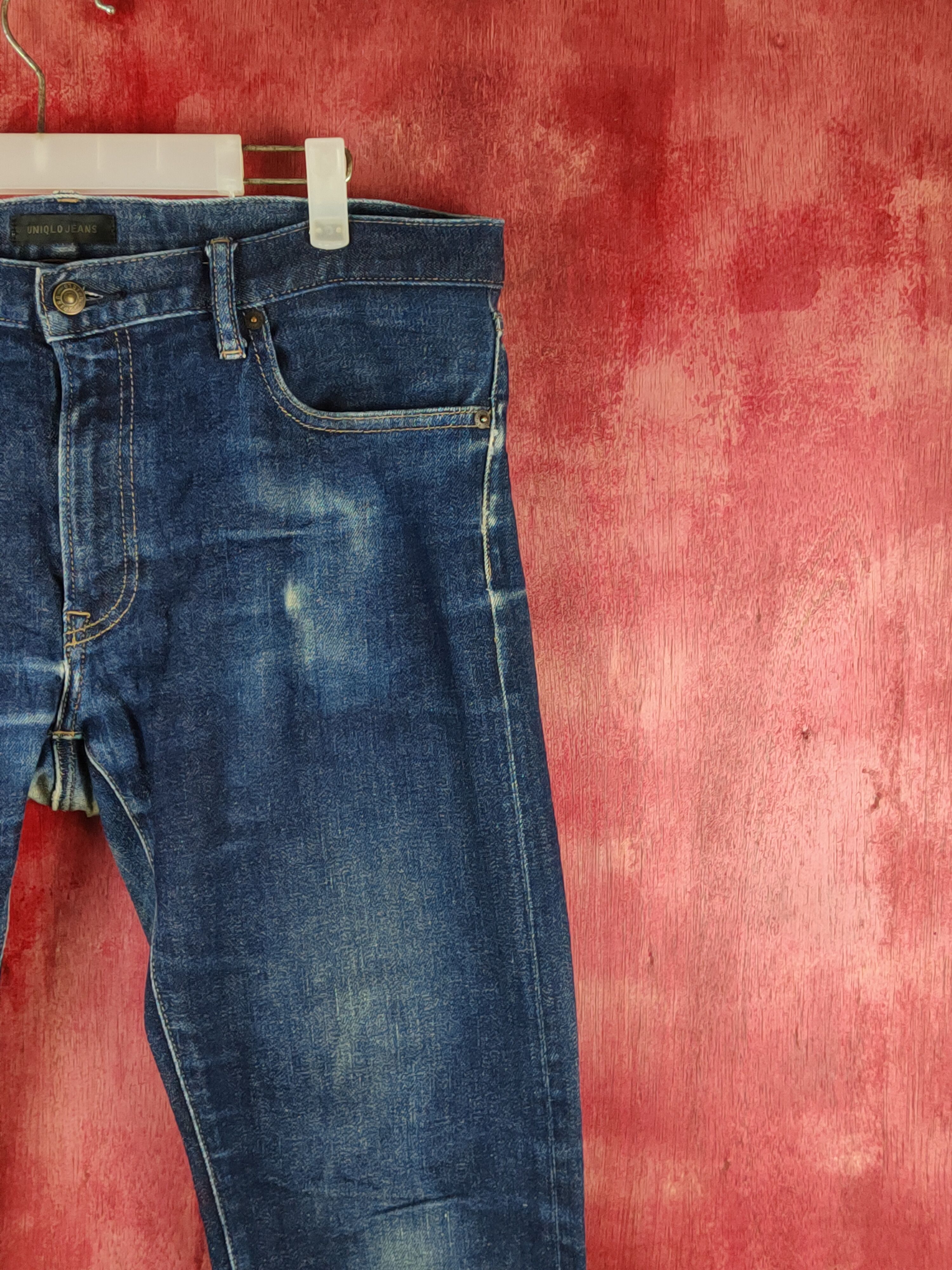 Japanese Brand Uniqlo Dark Blue Distressed Ripped Jeans #S1623 Size US 36 / EU 52 - 5 Thumbnail