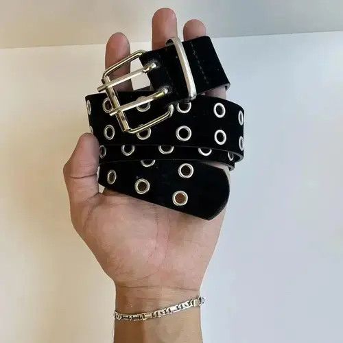Other y2k 2000s round studded black silver velour grunge emo belt Size ONE SIZE - 3 Thumbnail