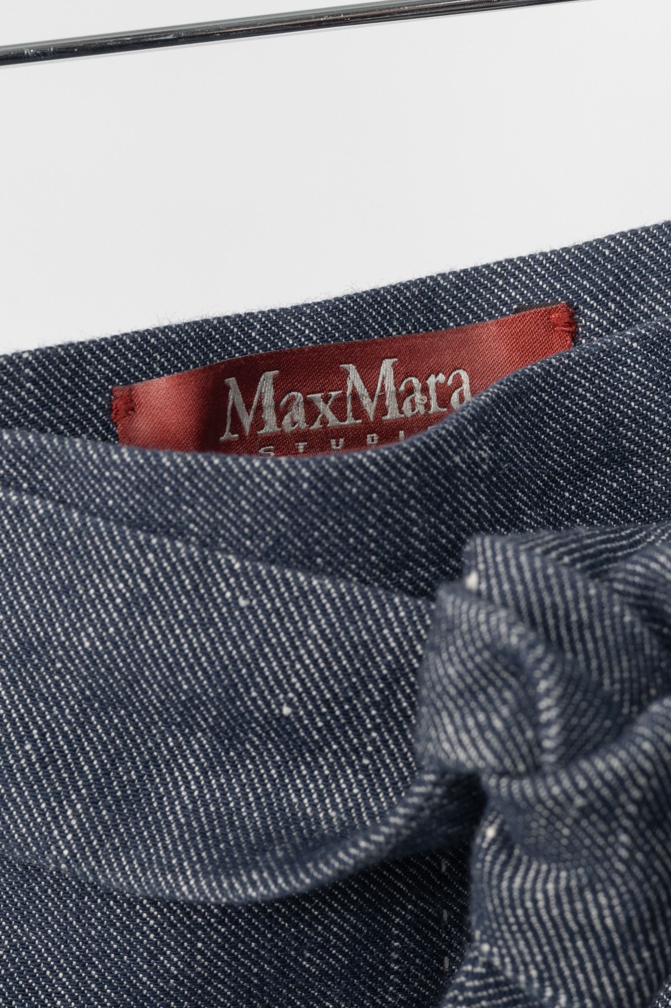 Max Mara Max Mara Studio Linen/Cotton Denim Belted Pleated Midi Skirt Size 31" - 4 Thumbnail