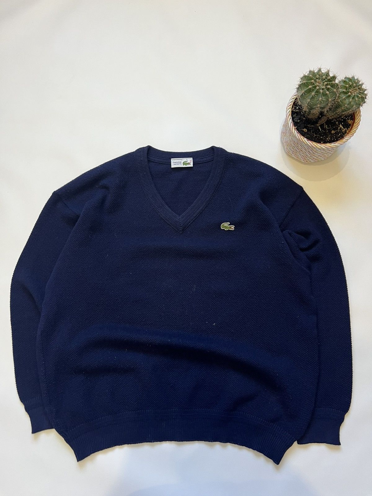 Lacoste Vintage Lacoste Blue Sweater V Neck Size US L / EU 52-54 / 3 - 1 Thumbnail