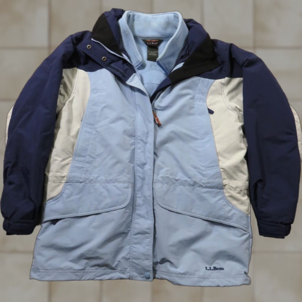 Vintage VINTAGE LL Bean 3-in-1 Jacket Women L Blue Outdoor Coat Hooded Zip Pockets Mid-Length 90s Urban Winter Fall Spring Mens? Size L / US 10 / IT 46 - 1 Thumbnail