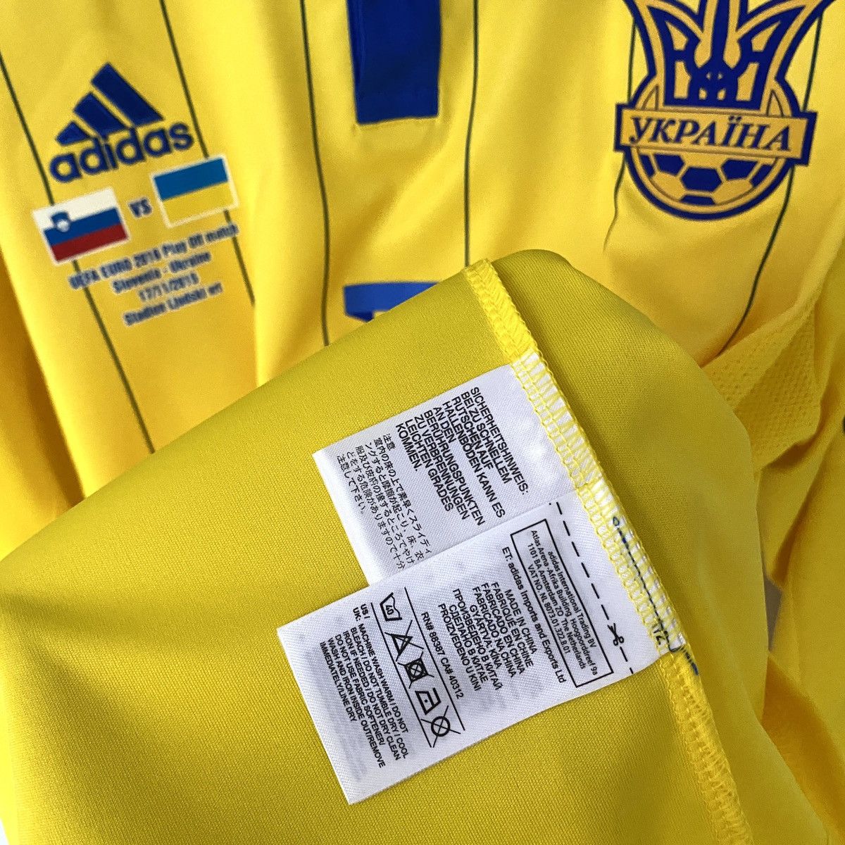 Adidas 2014 2016 GAME ISSUE Ukraine Yarmolenko Adidas Soccer Jersey Size US M / EU 48-50 / 2 - 9 Thumbnail