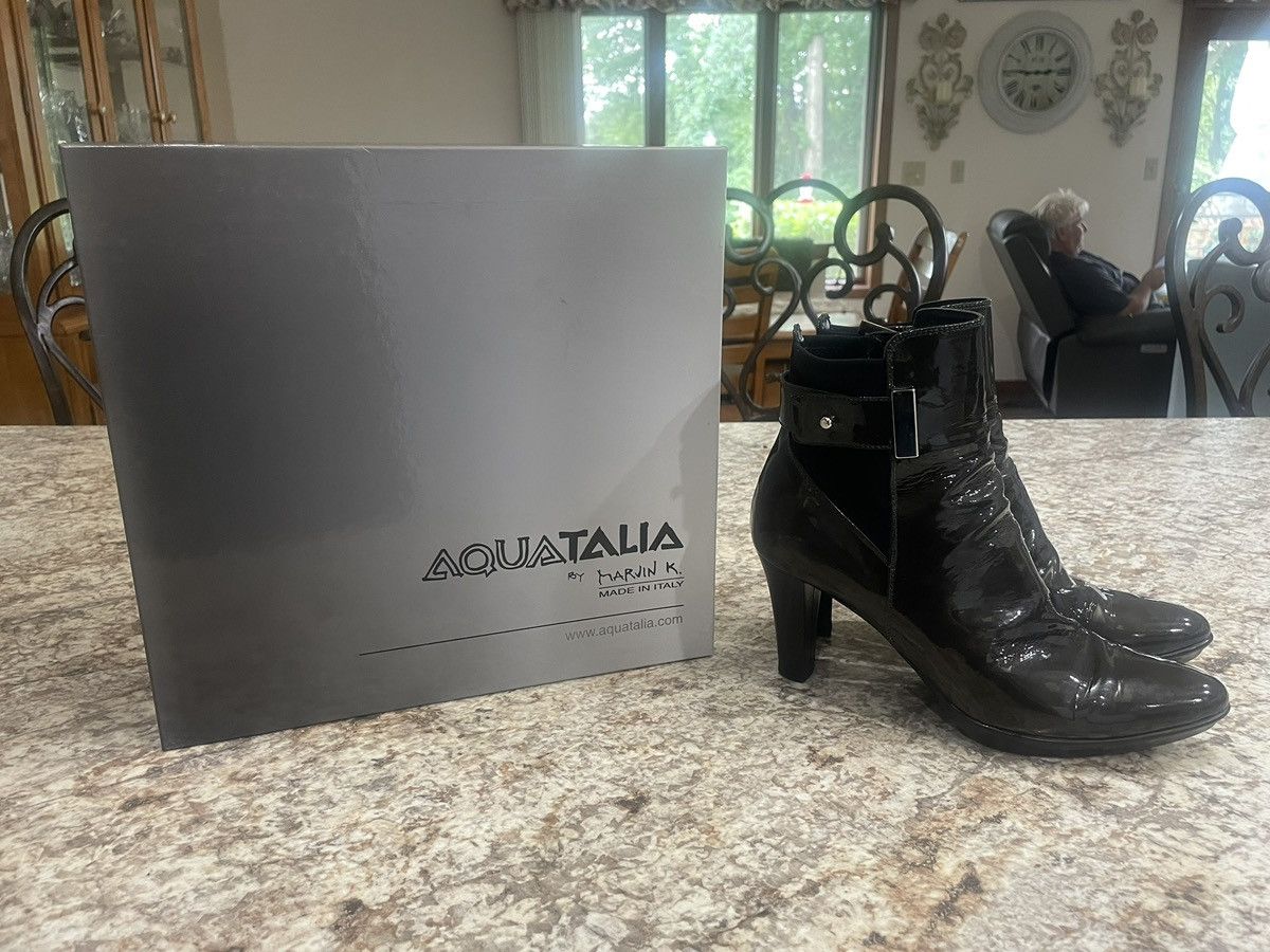 Aquatalia Aquatalia Black Leather Side Zip Royal Waterproof High Heels Size US 9 / IT 39 - 1 Thumbnail