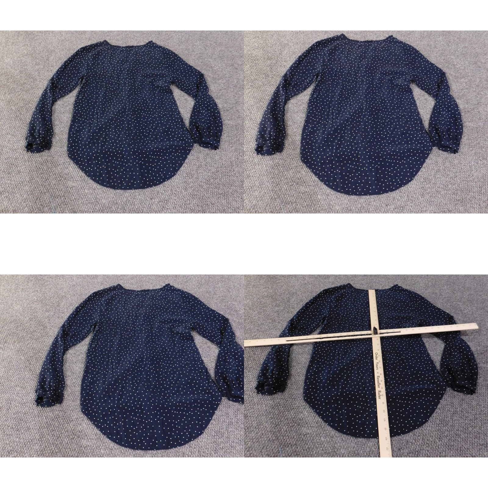 Loft LOFT Blouse Womens XS Blue Polka Dot 100% Cotton Henley Long Sleeve Basic Top Size XS / US 0-2 / IT 36-38 - 8 Thumbnail